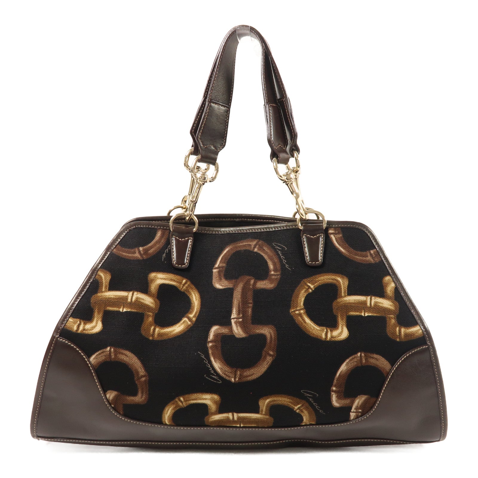 GUCCI GG GHW Tote Bag 154399 Canvas Brown/Black