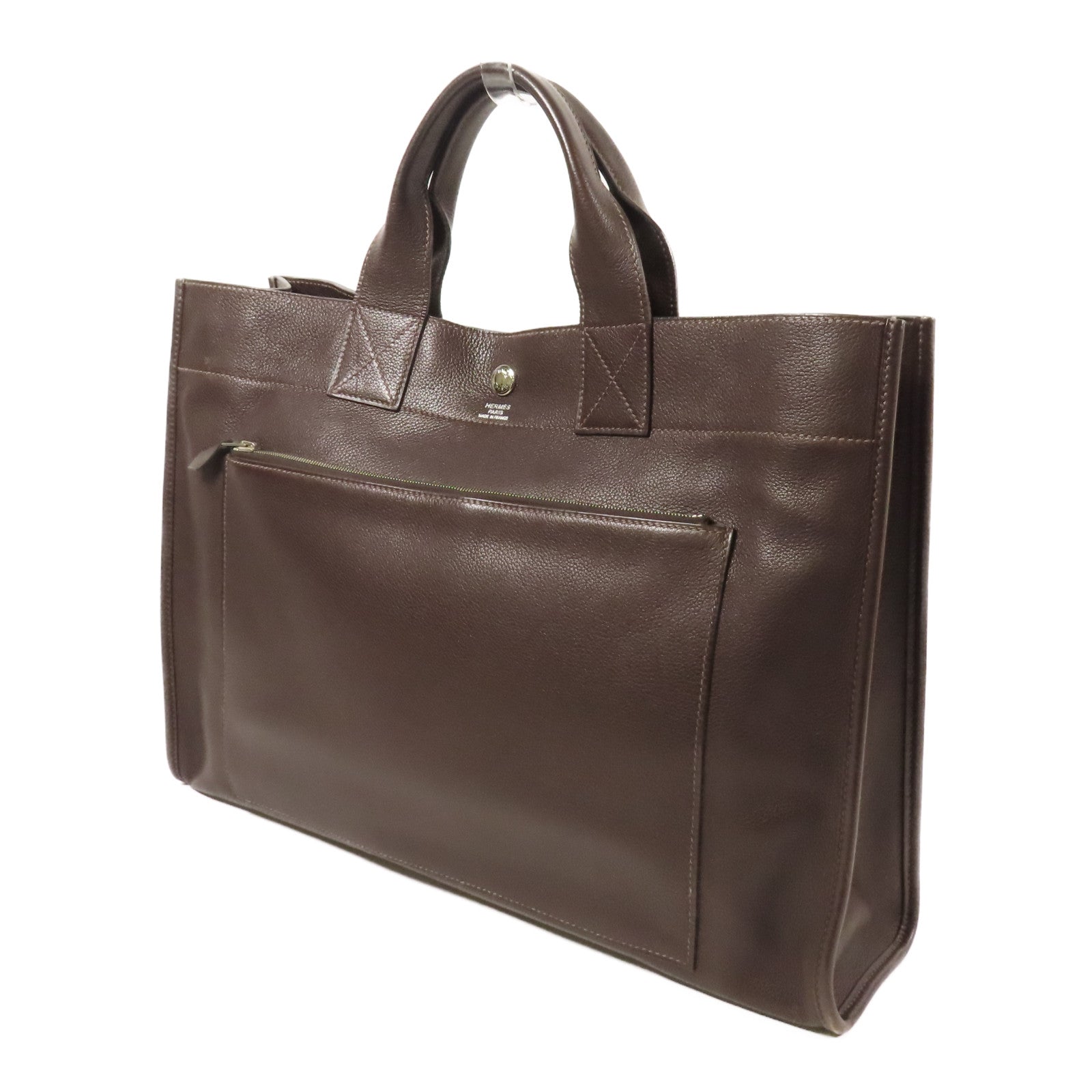 HERMES Sac Berlin 40 Tote Bag Evergrain Leather Chocolate