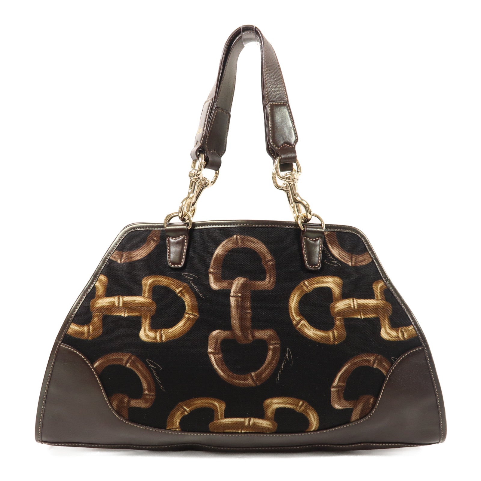 GUCCI GG GHW Tote Bag 154399 Canvas Brown/Black