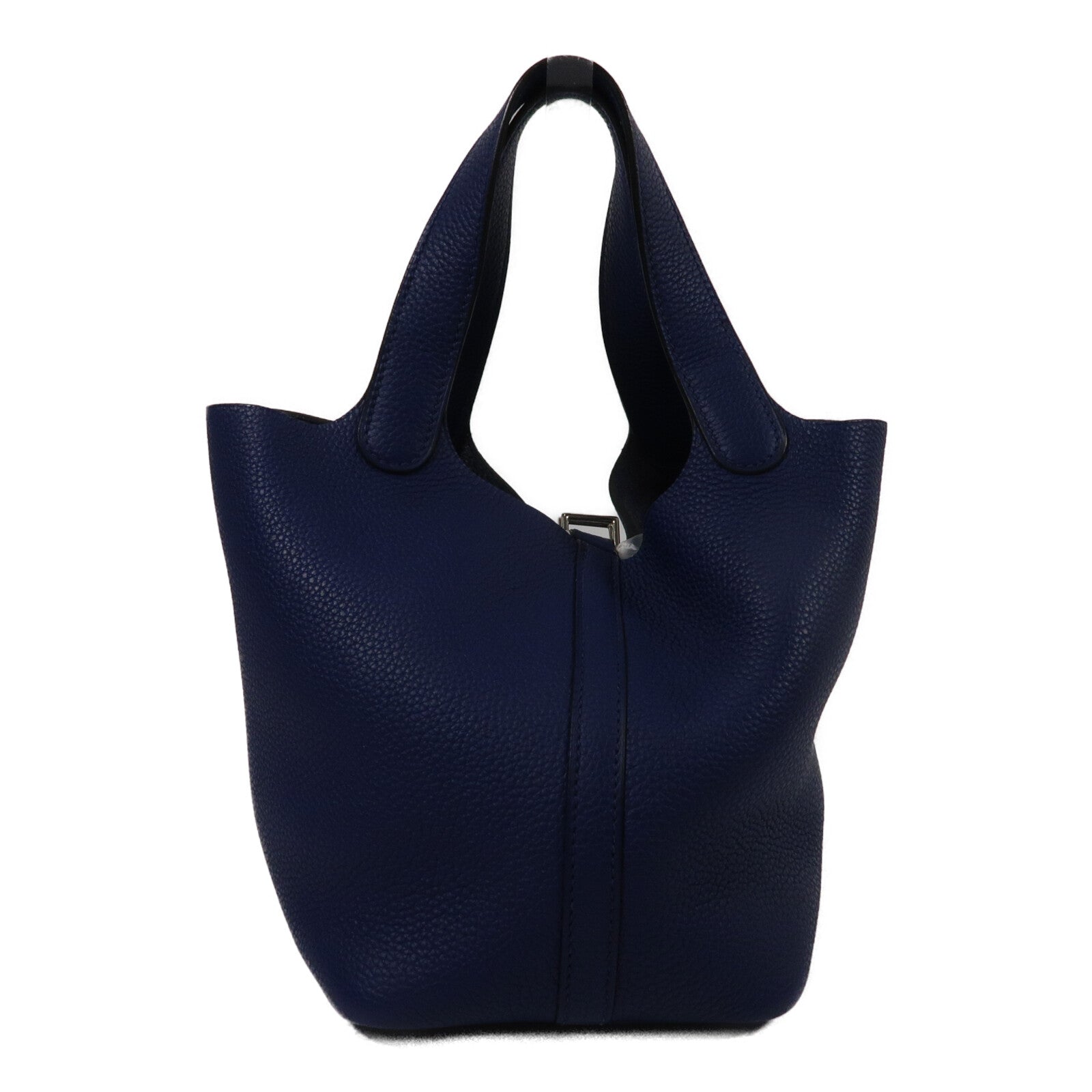 HERMES Clemence皮革Picotin PM手挽袋Blue Saphir