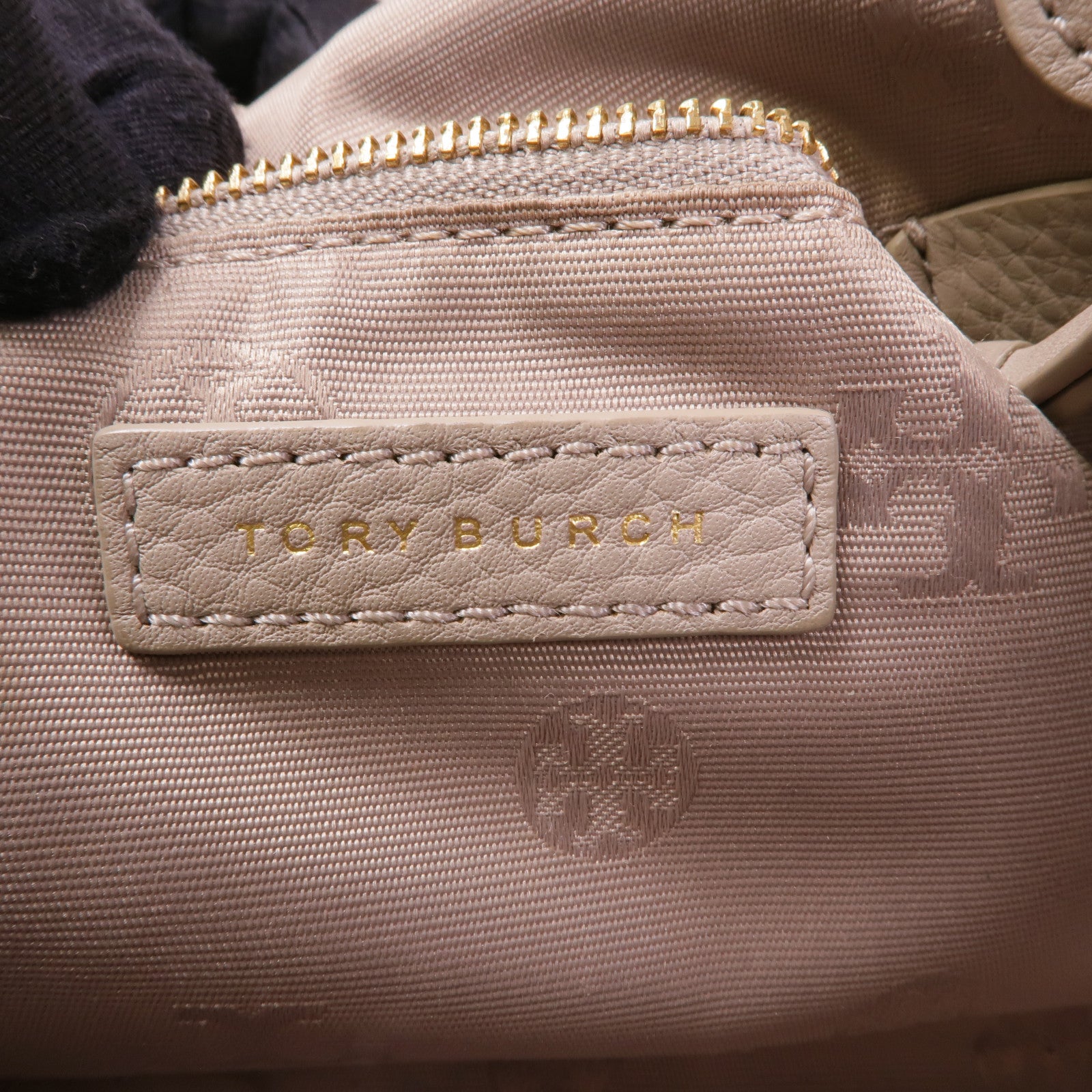 TORY BURCH GHW Shoulder Bag Calfskin Leather Grey