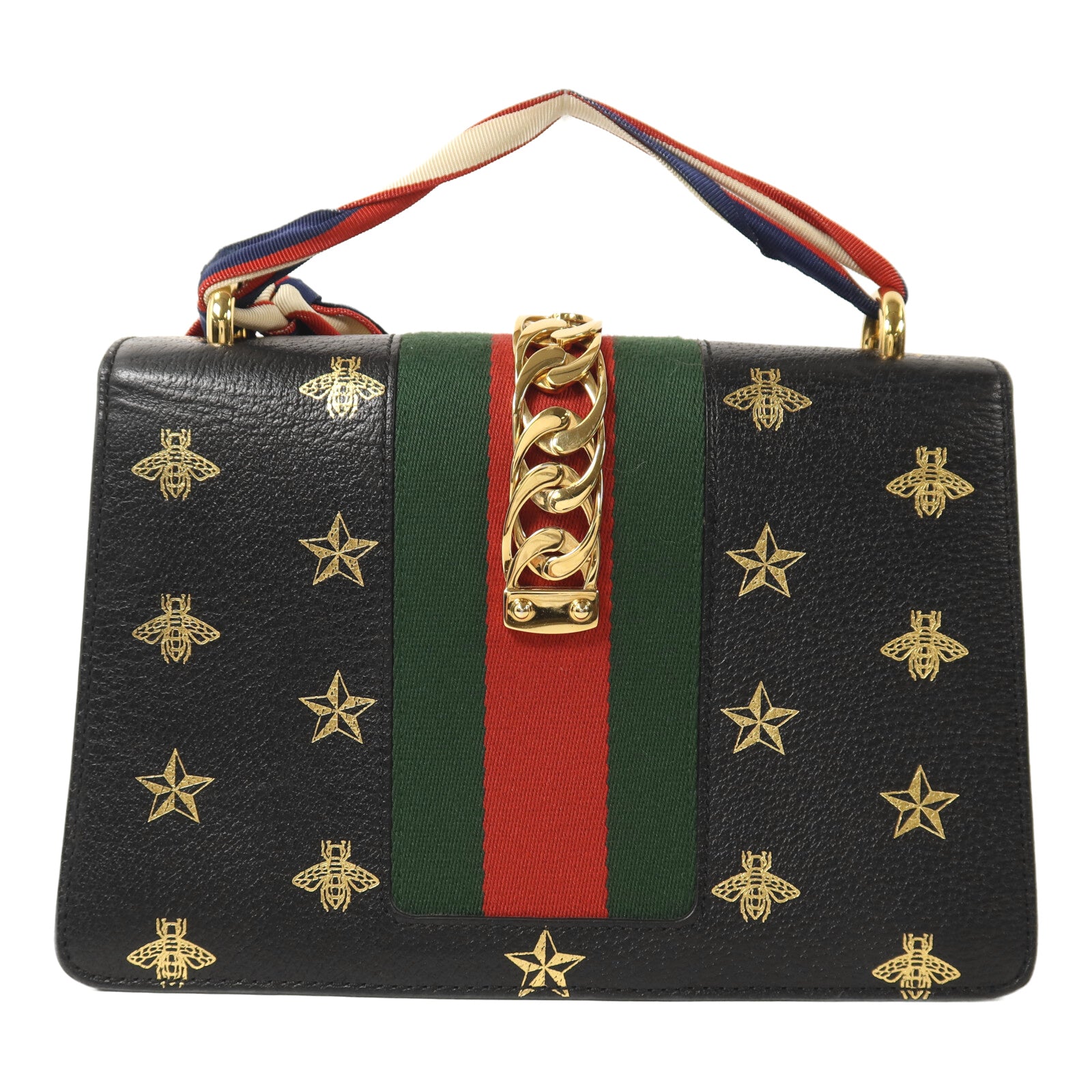GUCCI 牛皮皮革Sylvie Bee Star金扣手挽肩背兩用袋
