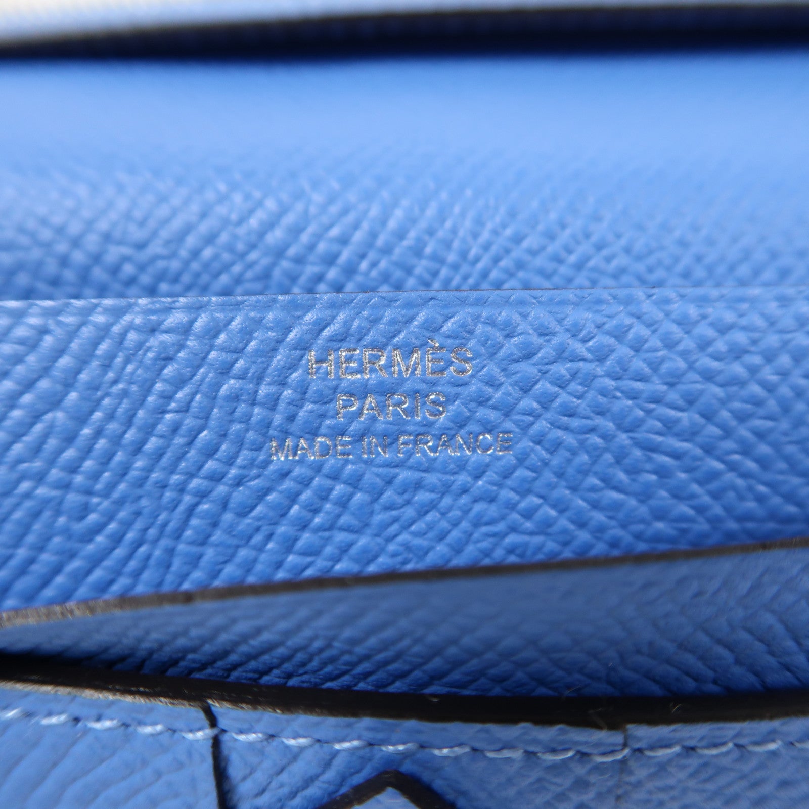 HERMES 【激減優惠】Epsom皮革Bearn Wallet銀扣長錢包深橙色/天堂藍色