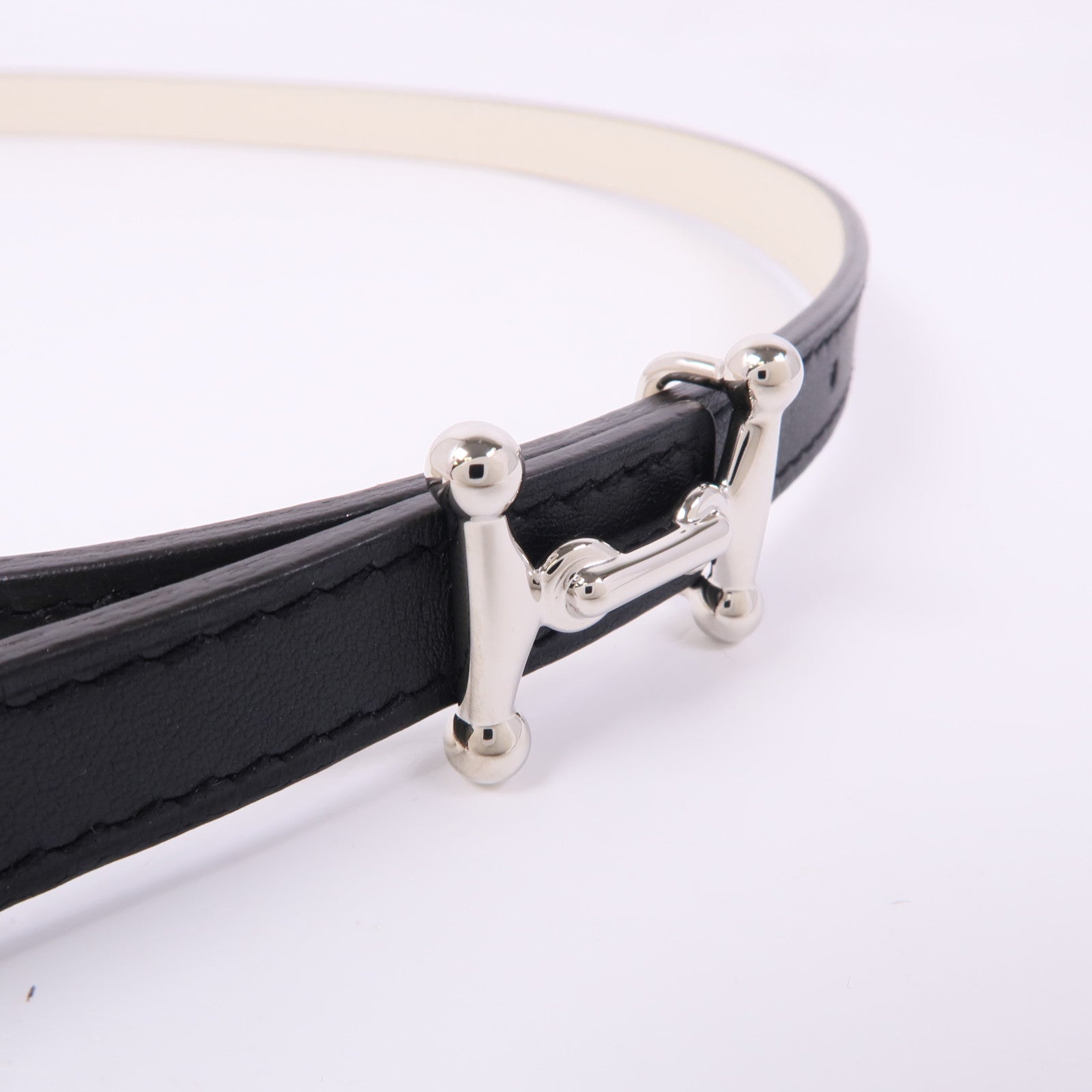 HERMES Swift皮革/金屬H Belt銀扣皮帶