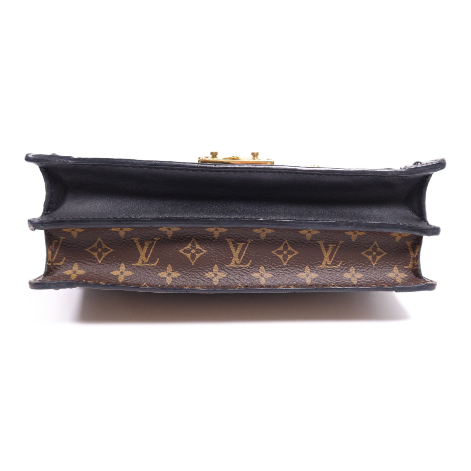 LOUIS VUITTON Monogram Reverse Trunk Clutch金扣肩背袋棕色