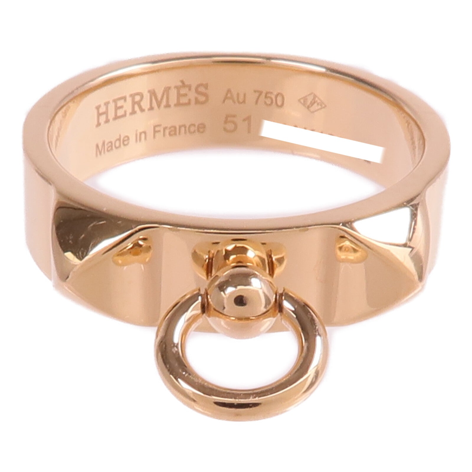 HERMES 18K玫瑰金Collier de chien Ring戒指US#5.75