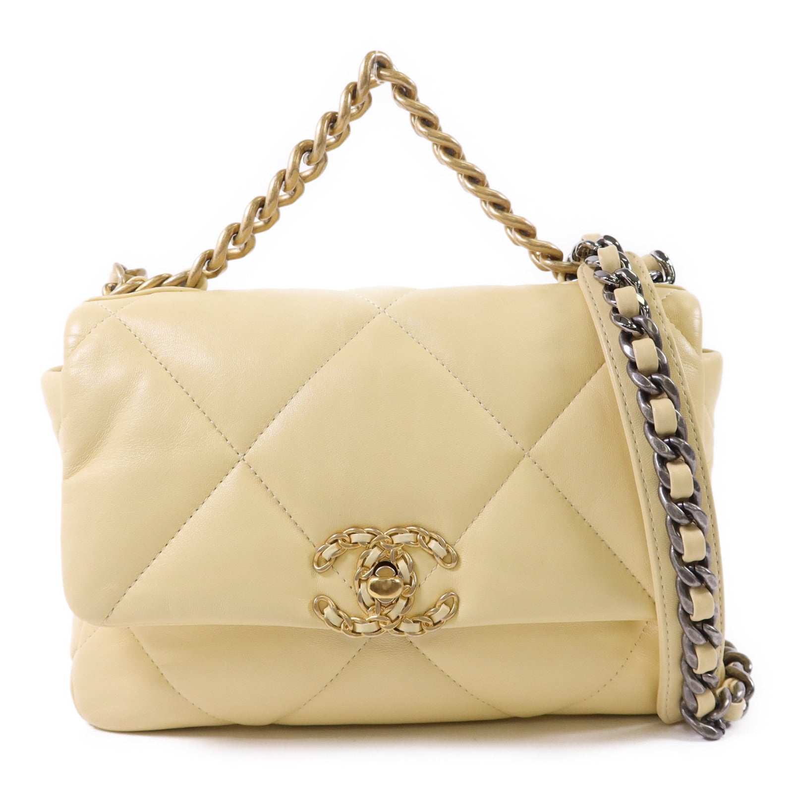 CHANEL 羊皮皮革Chanel 19 Small鏈帶手挽肩背兩用袋