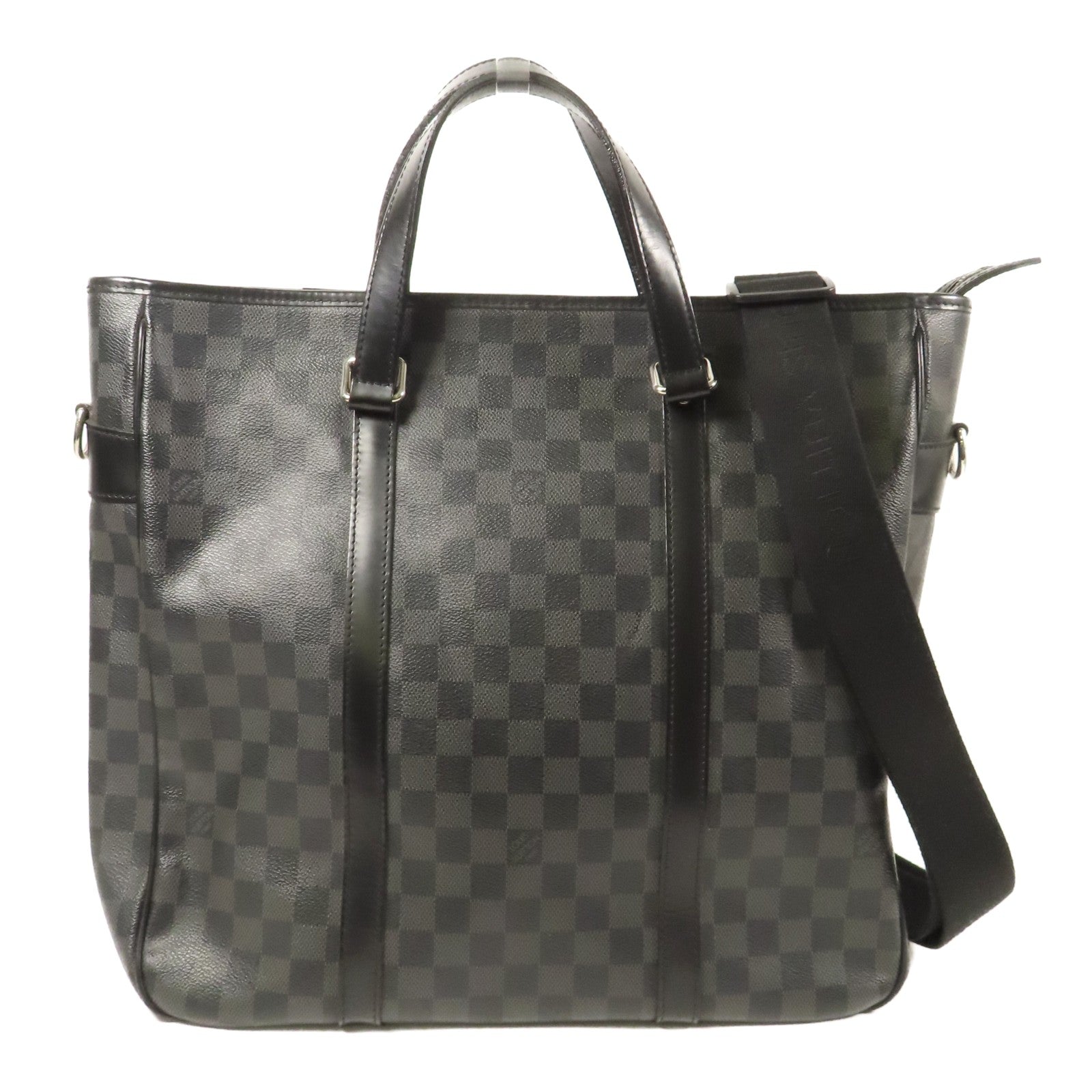 LOUIS VUITTON Damier Graphite Tadao MM銀扣手挽肩背兩用袋