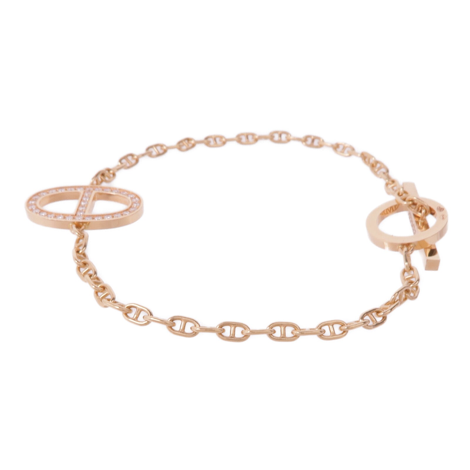 HERMES 18K玫瑰金Chaine D'Ancre Contour Diamond Bracelets鑽石手鏈