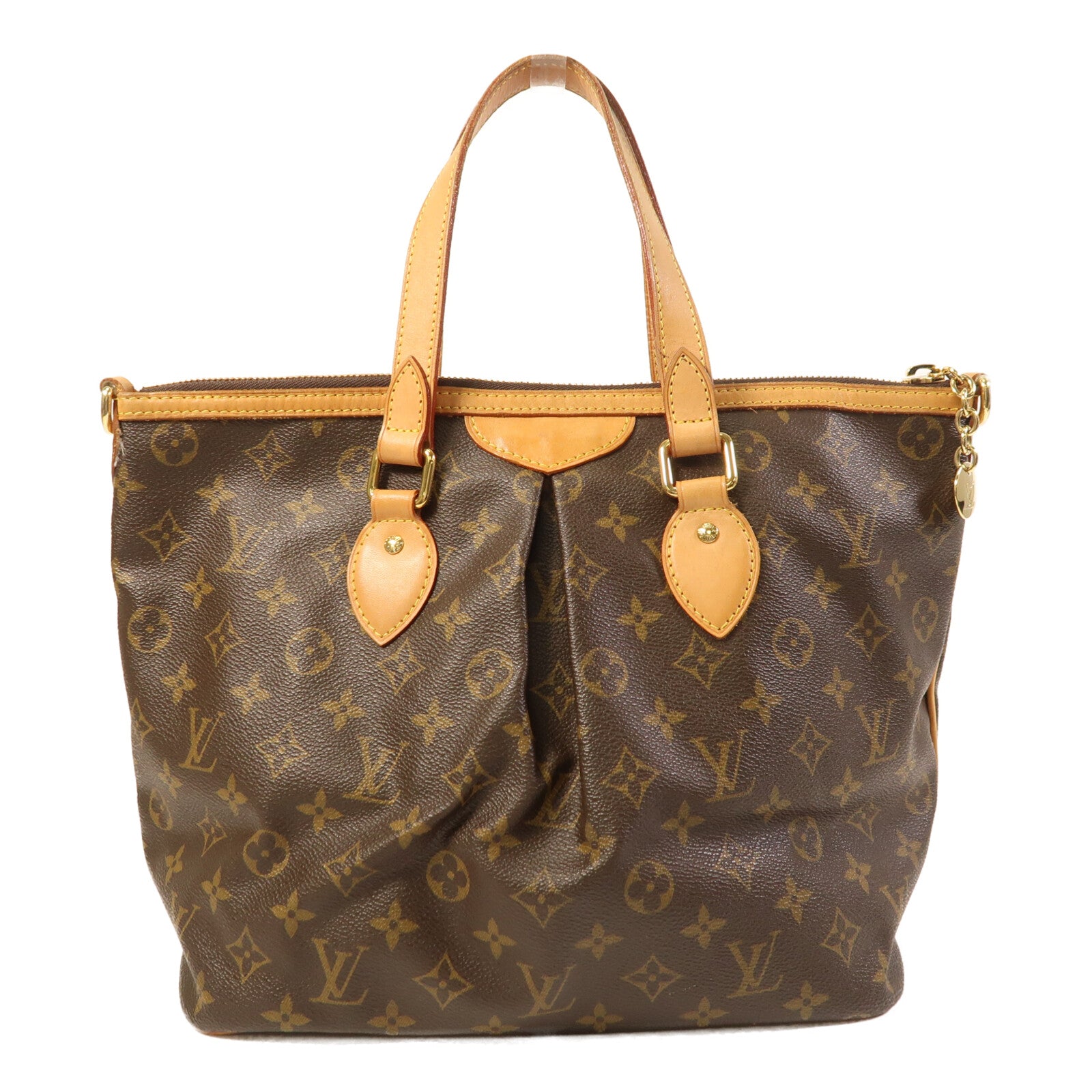 LOUIS VUITTON Monogram Palermo PM金扣手挽肩背兩用袋棕色