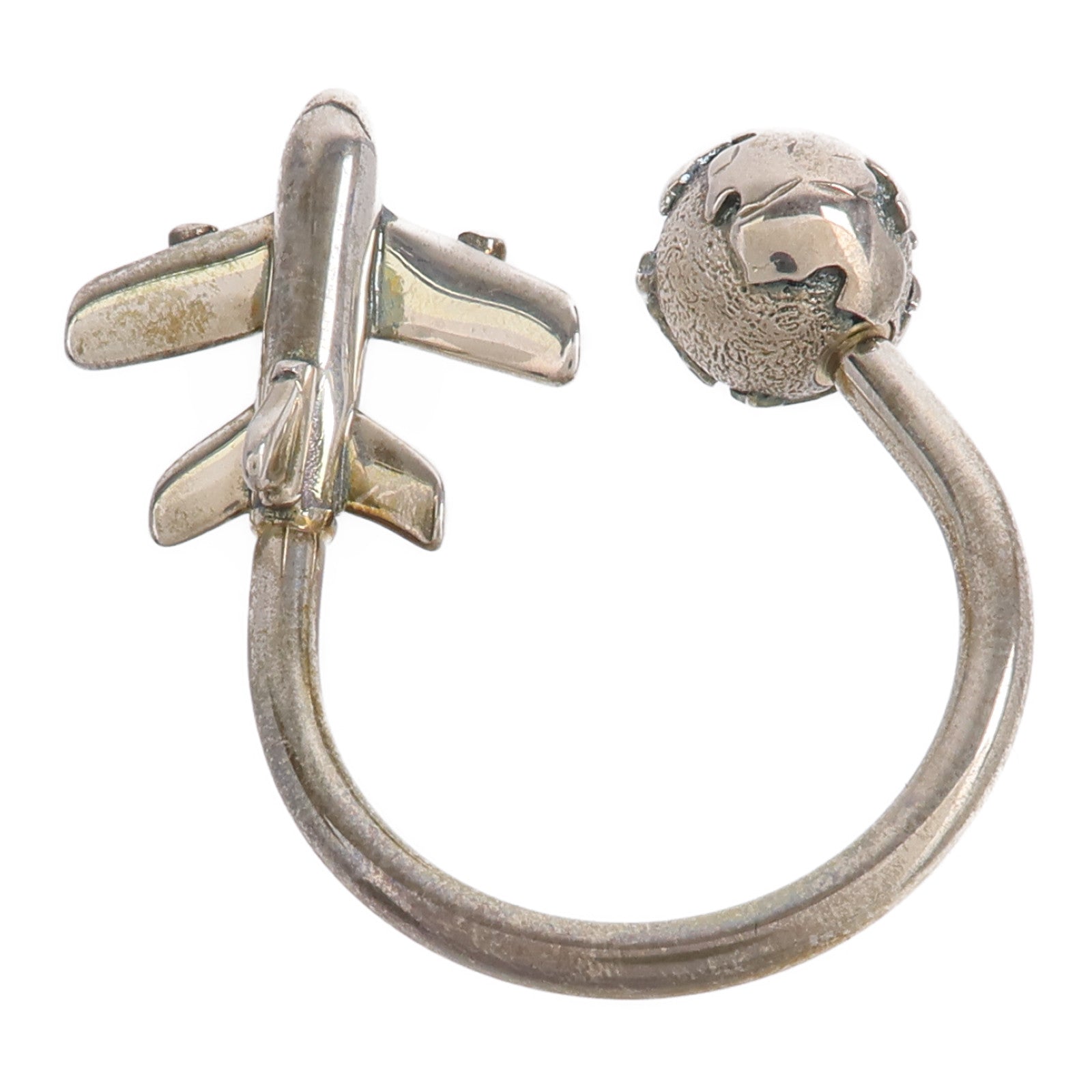 TIFFANY&CO 925純銀Airplane & Globe Key Ring鑰匙圈