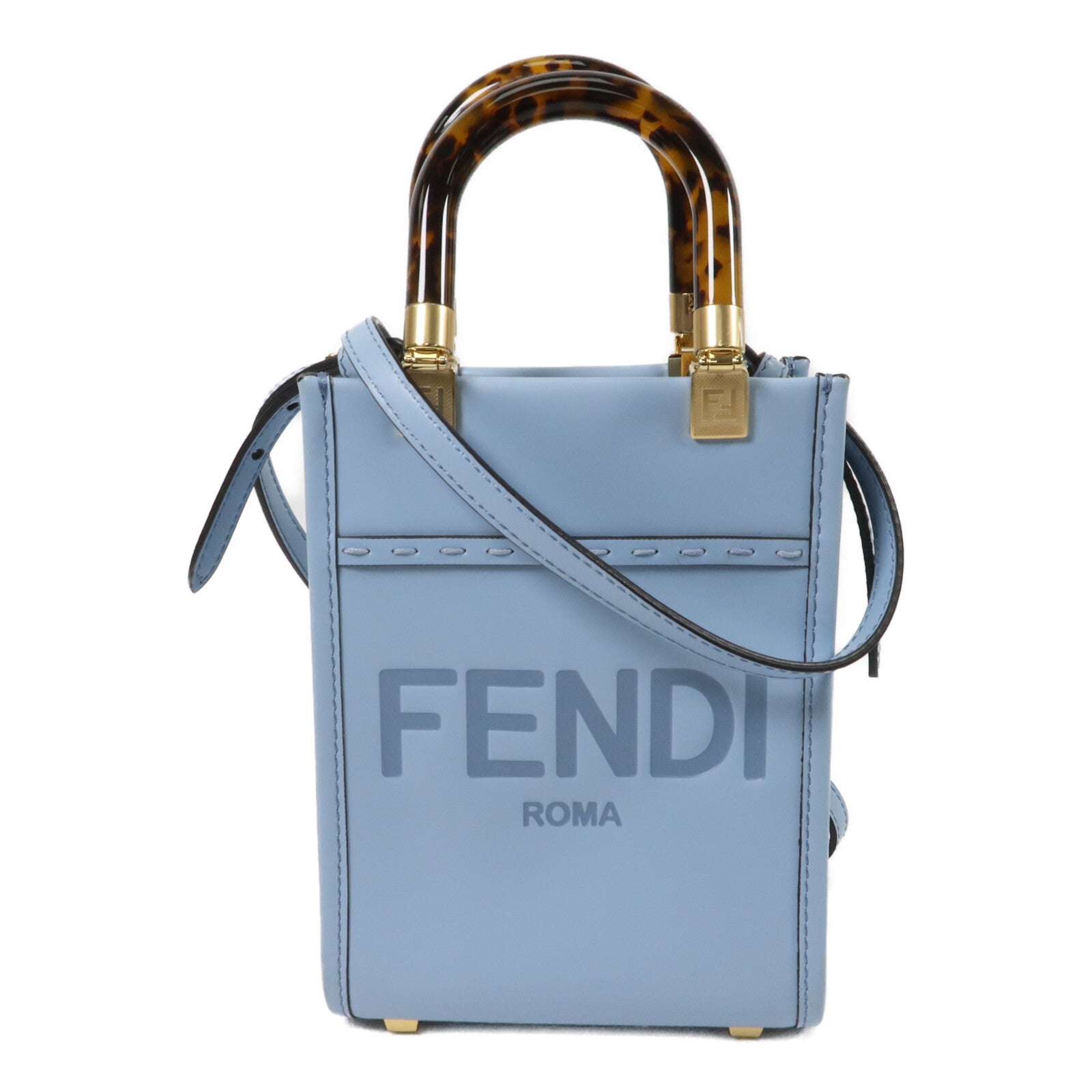 FENDI 牛皮皮革Mini Sunshine Shopper手挽肩背兩用袋