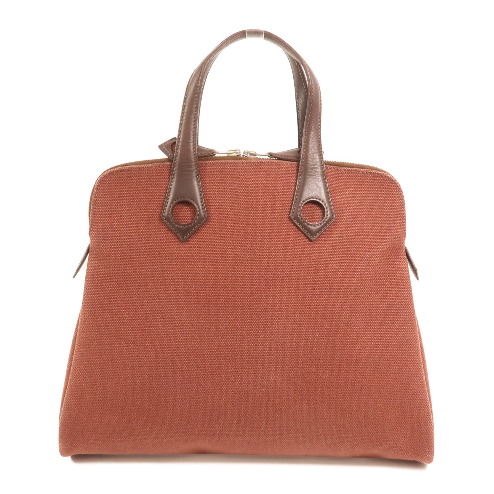 HERMES 帆布Heeboo Bag銀扣手挽袋Bordeaux