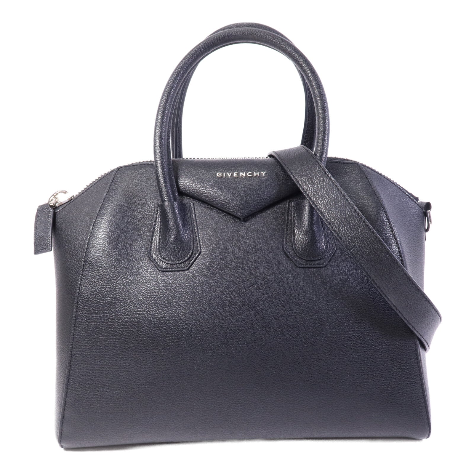 GIVENCHY 牛皮皮革Antigona GM銀扣手挽肩背兩用袋