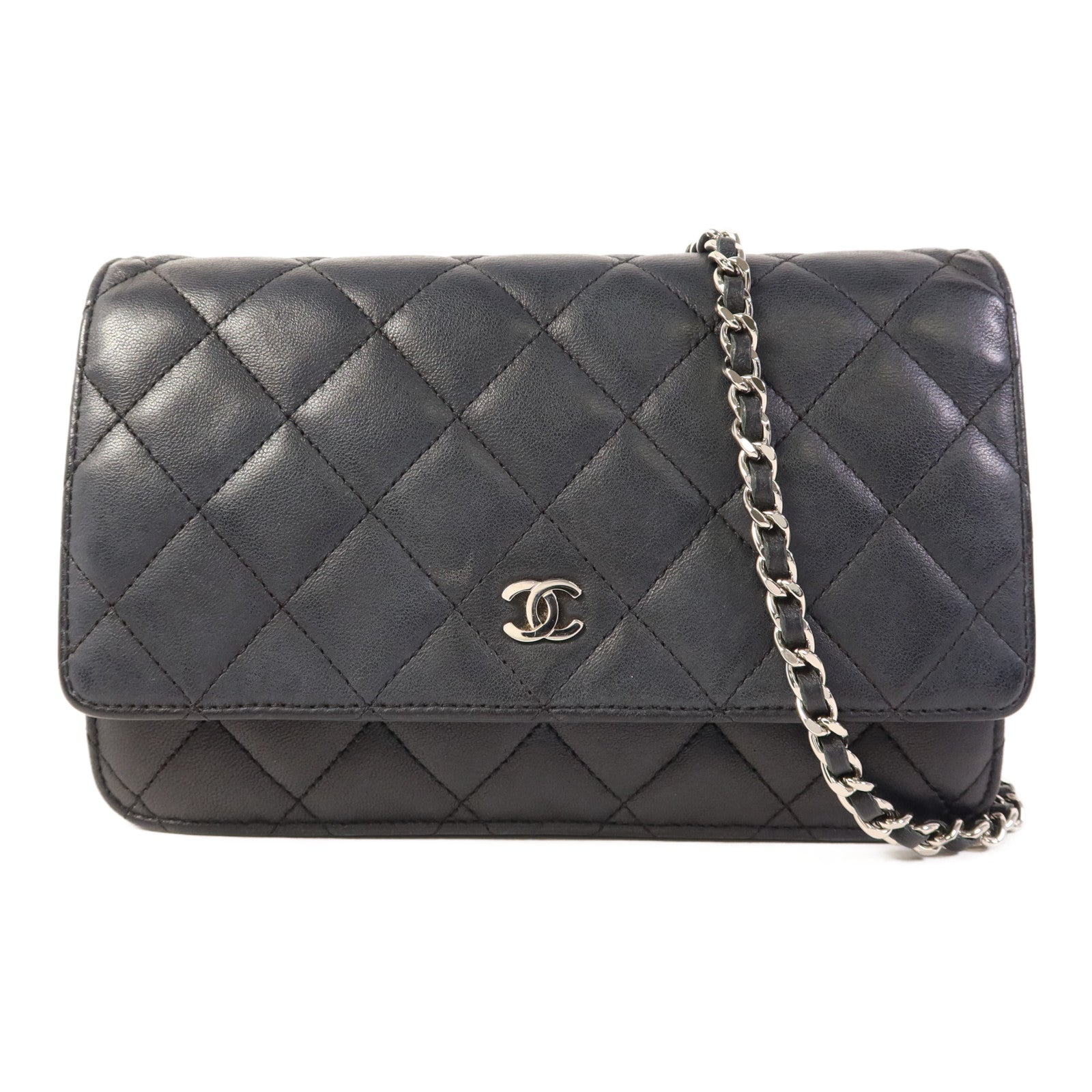 CHANEL 皮革WOC Wallet On Chain銀扣鏈帶肩背袋