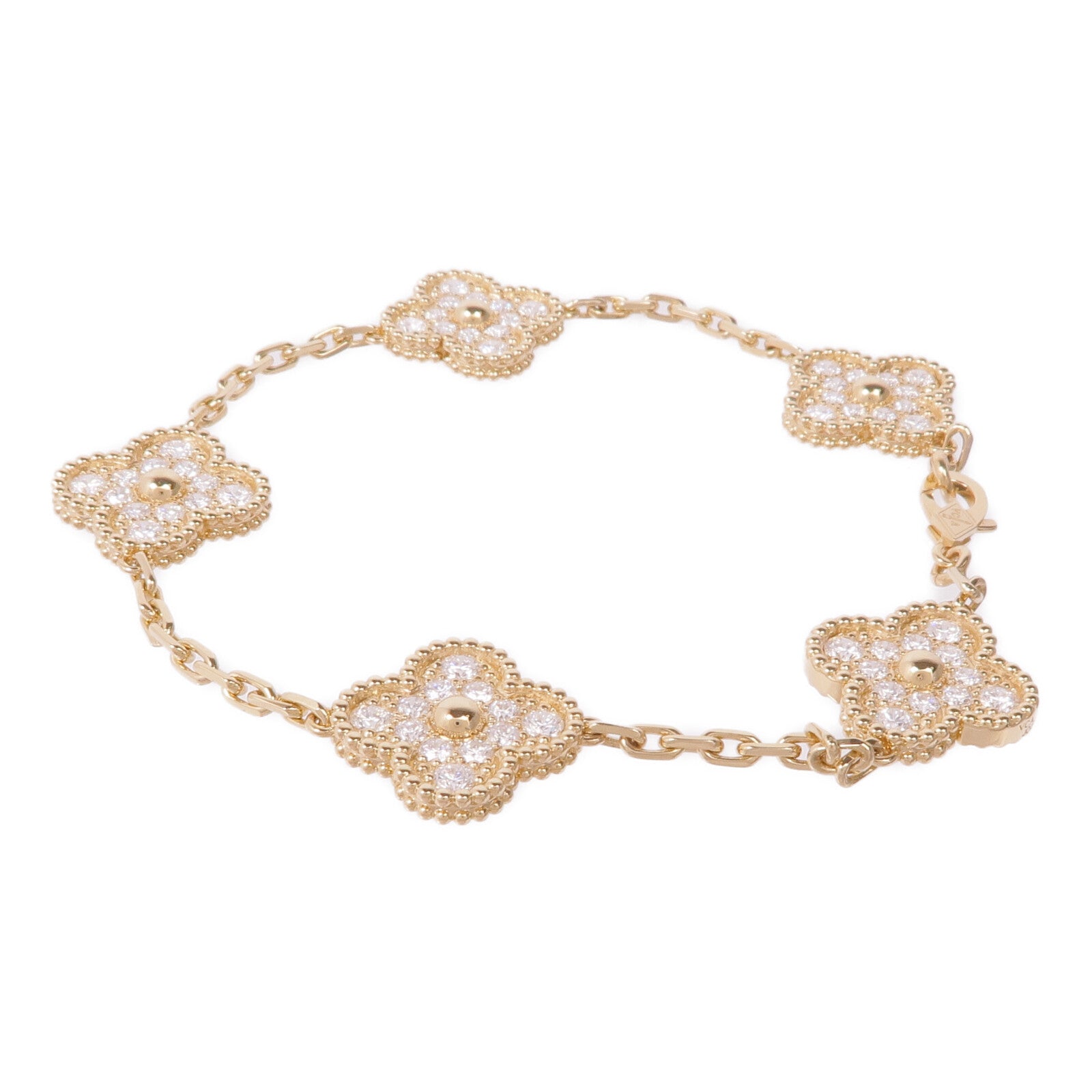 Van Cleef & Arpels 18K黃金Vintage Alhambra Diamond Bracelet鑽石手鏈
