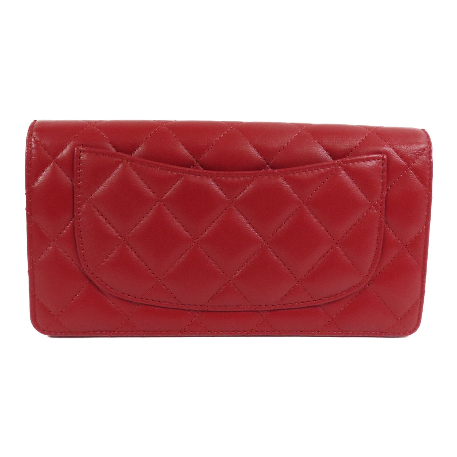 CHANEL 羊皮皮革Long Wallet銀扣長錢包