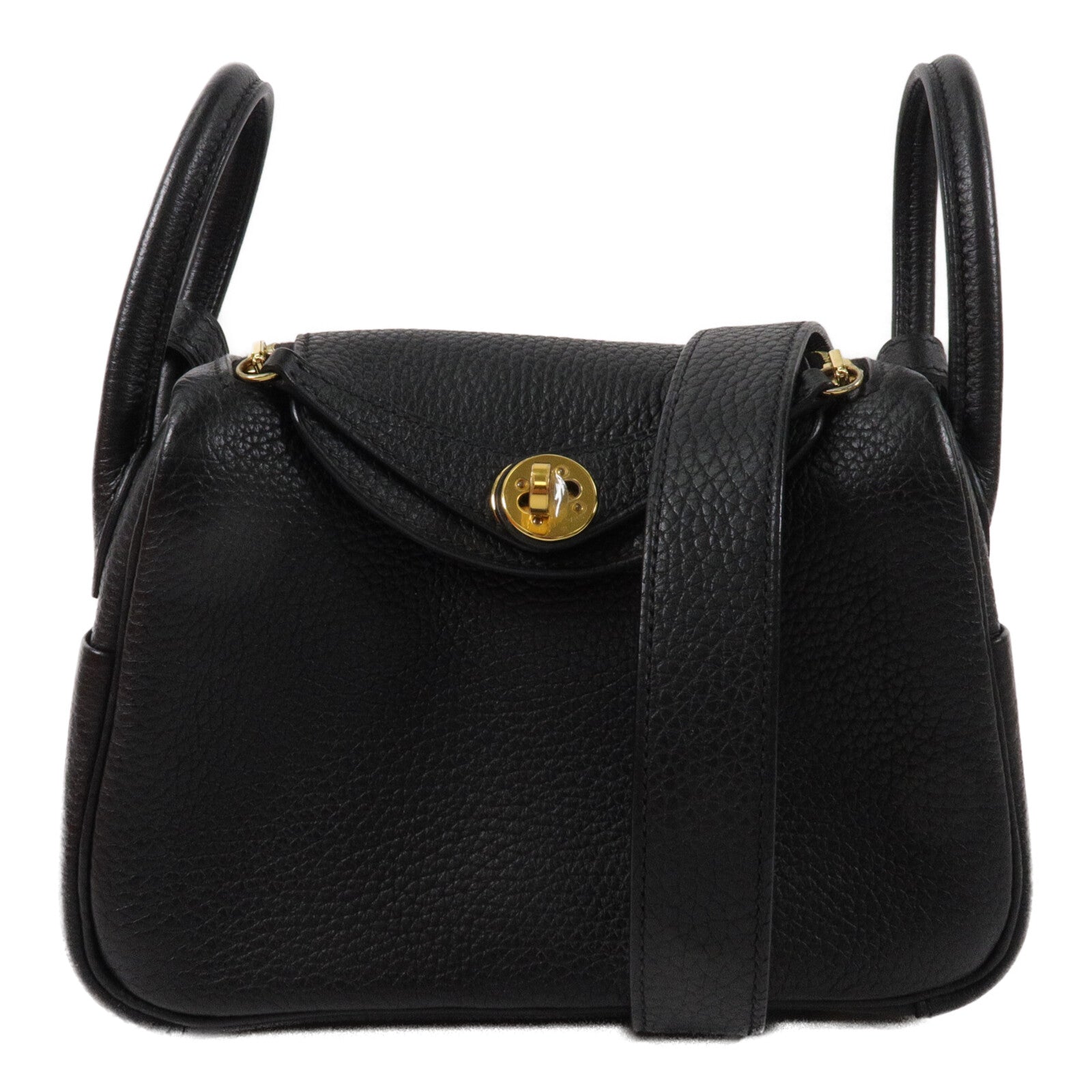 HERMES Clemence皮革Mini Lindy手挽肩背兩用袋Noir