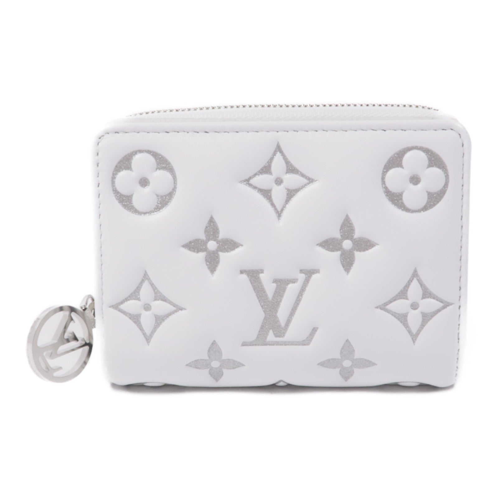 LOUIS VUITTON LV SHW Portefeuille Wallet M12153 Monogram Embossed White Silver
