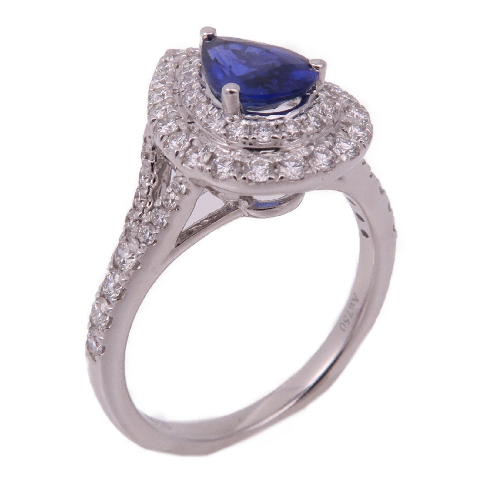 JEWELRY (PRICE DOWN) Sapphire Ring 18K White Gold US#5.75