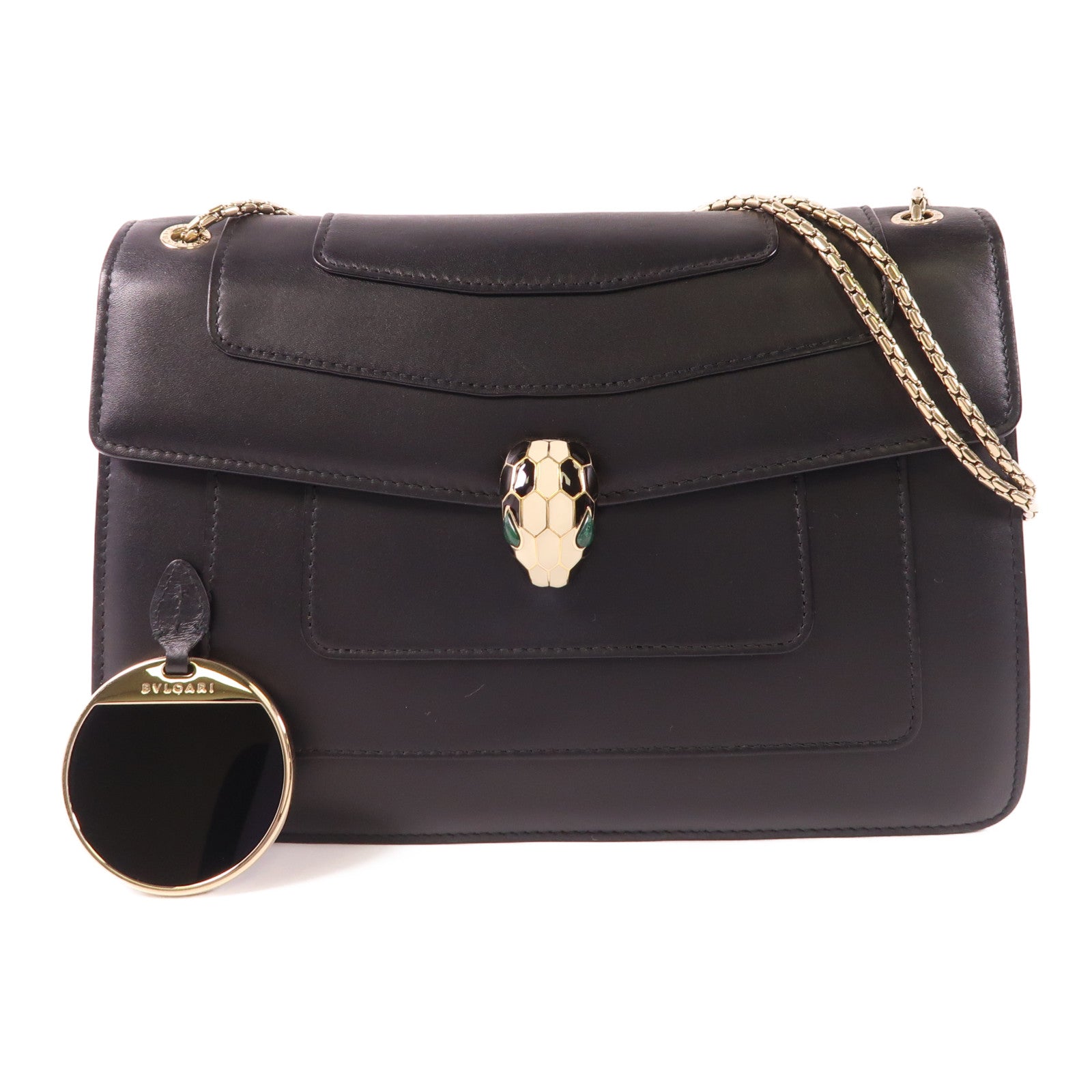 BVLGARI 牛皮皮革Serpenti Forever金扣鏈帶肩背袋