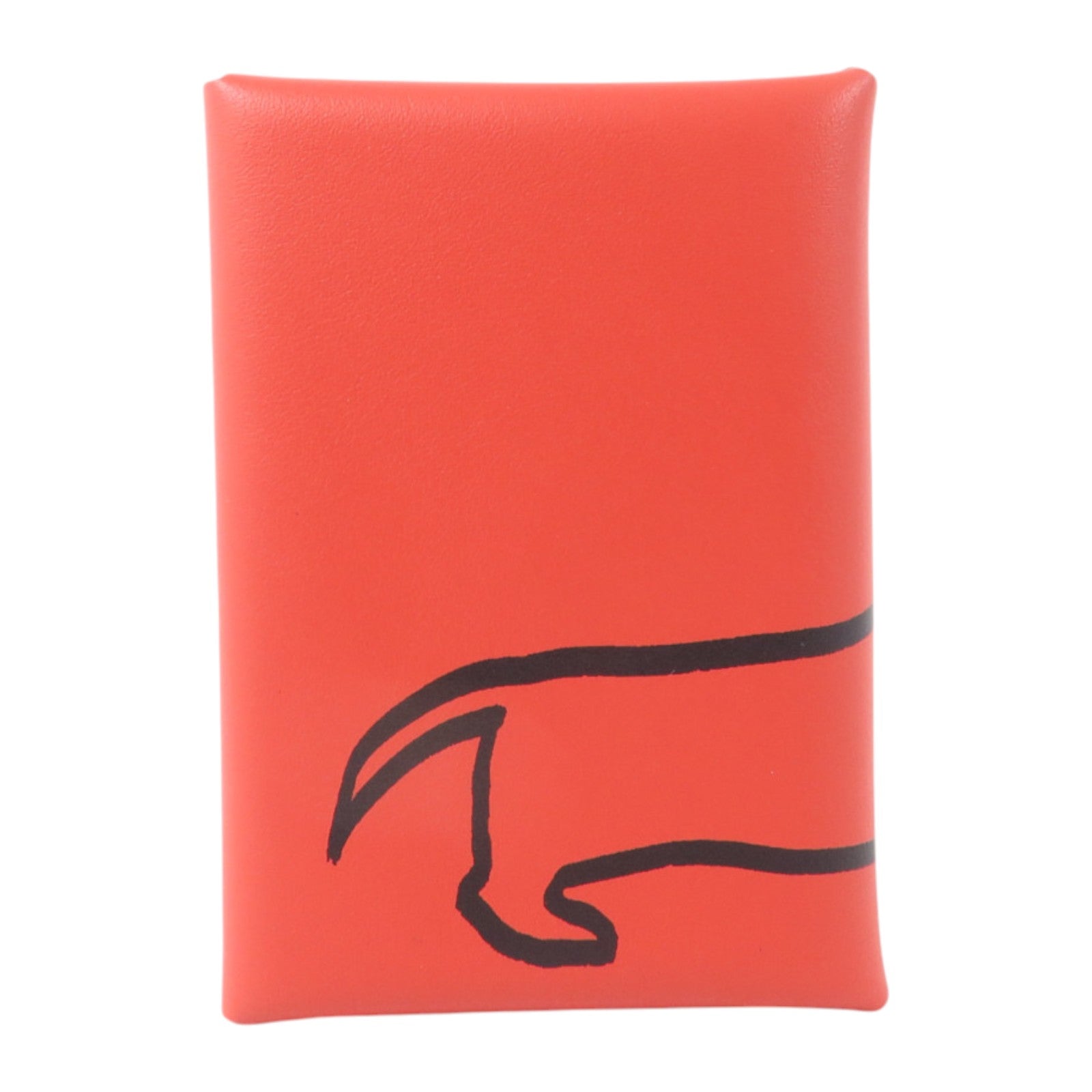 HERMES Swift皮革Calvi Duo (Teckel A Collier)銀扣卡片套Rouge De Coeur