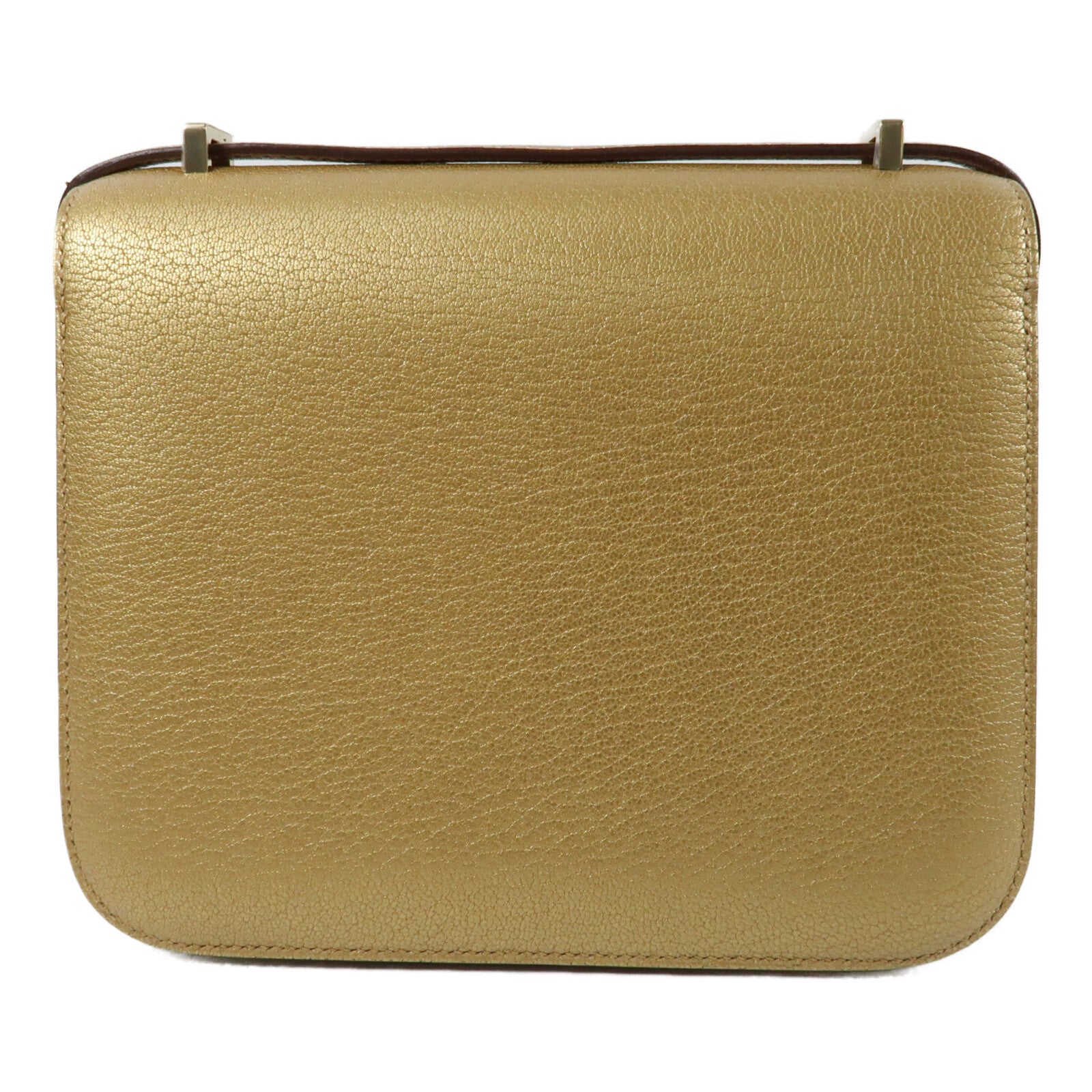 HERMES Chevre皮革Constance Mini金扣肩背袋Dore