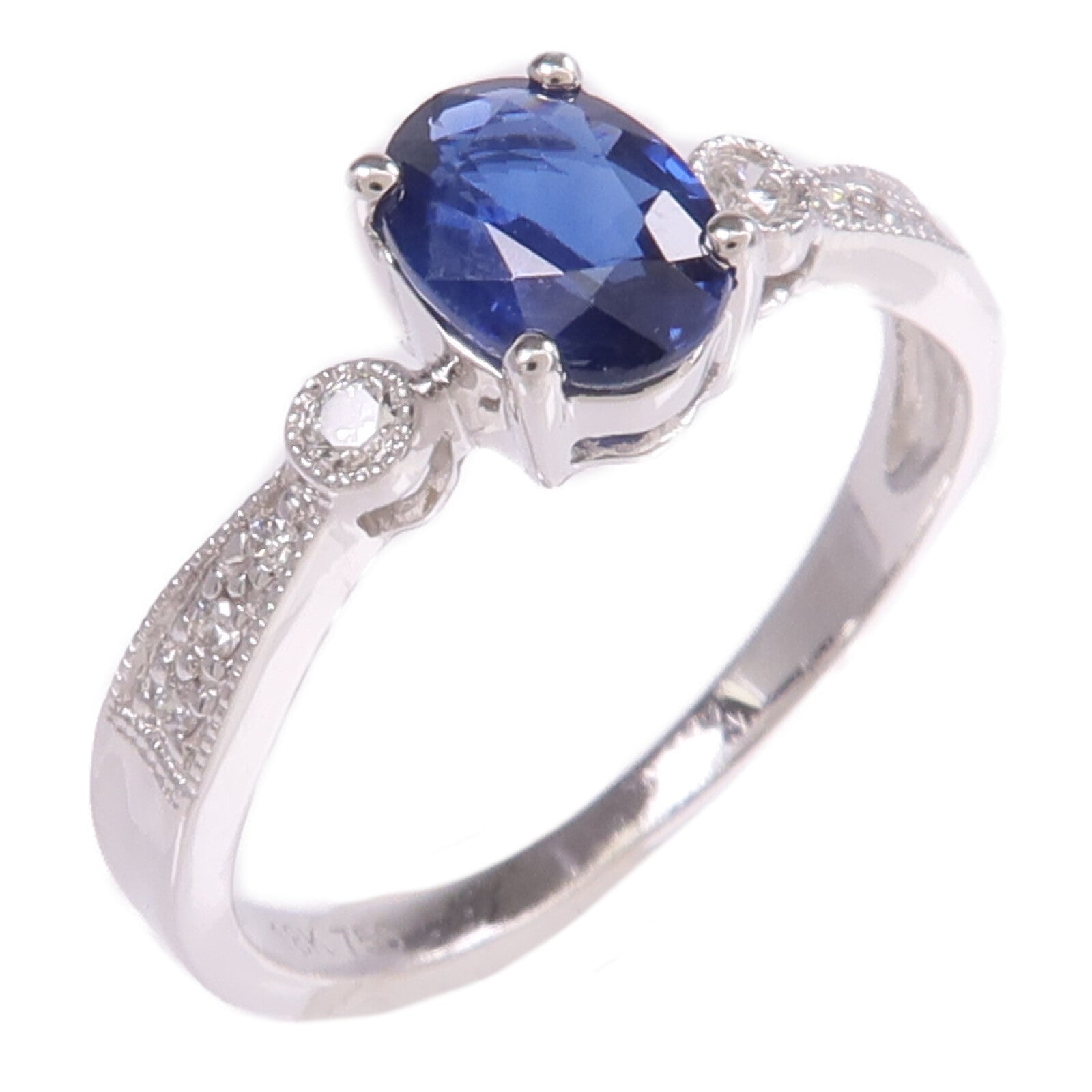 JEWELRY 18K白金Sapphire Diamond Ring藍寶石/鑽石戒指US#5.75