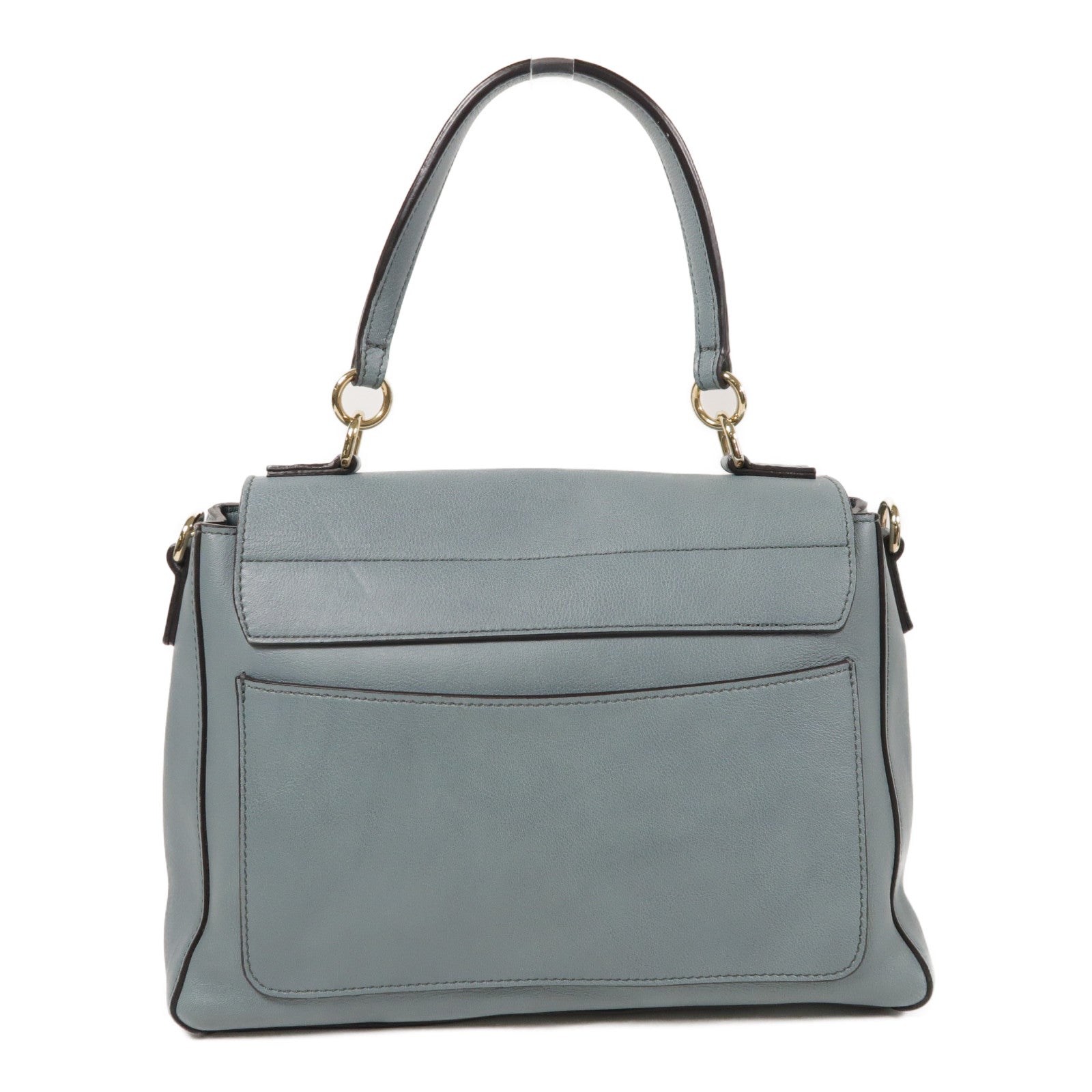 Chloe GHW Faye Day 2way Shoulder Bag Calfskin Leather Blue