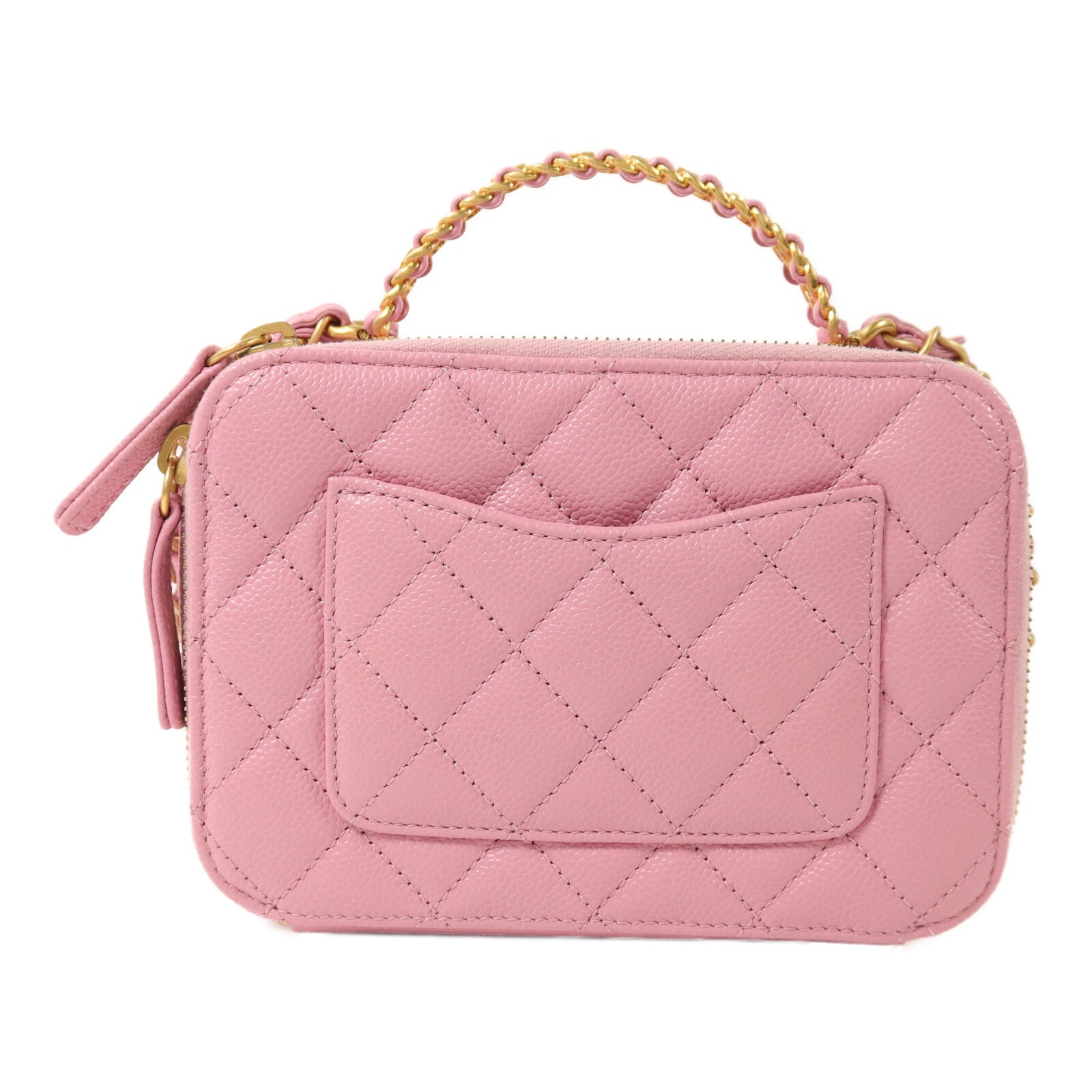 CHANEL 牛皮皮革Vanity Case金扣鏈帶肩背袋