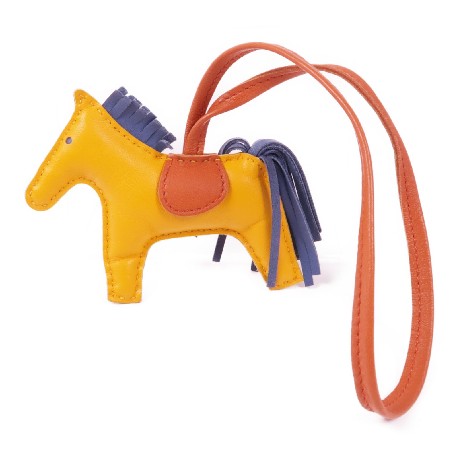 HERMES Rodeo PM Charm Milo Veau Swift Leather Yellow Brown Blue