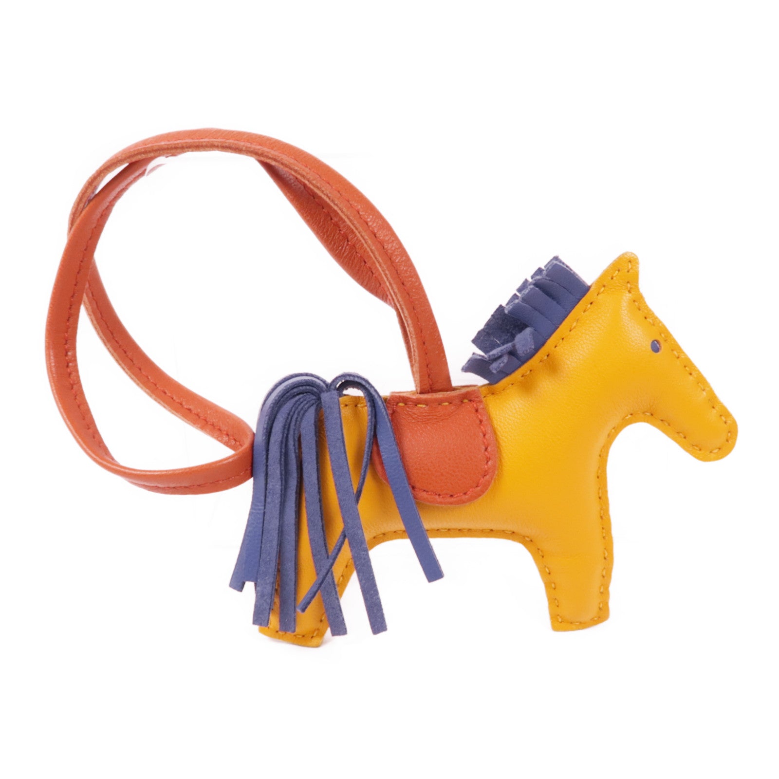 HERMES Rodeo PM Charm Milo Veau Swift Leather Yellow Brown Blue