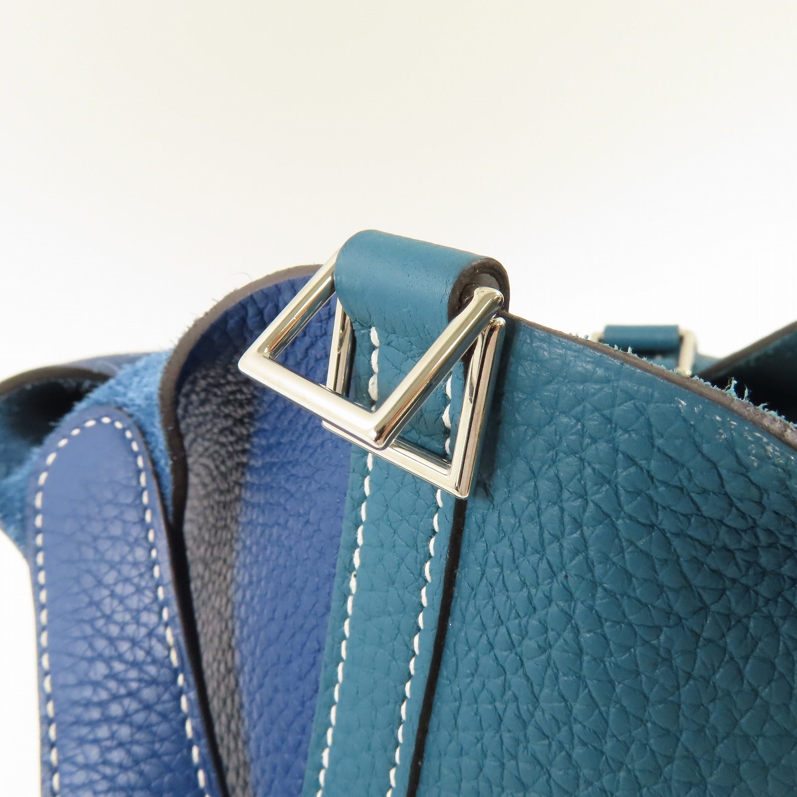 HERMES 【激減優惠】Clemence皮革Picotin PM銀扣手挽袋Vert Bosphore/Deep Blue