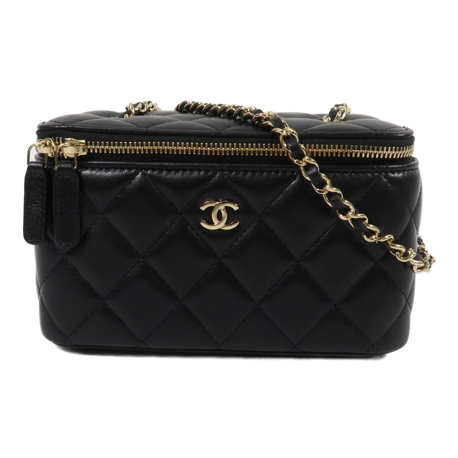 CHANEL 羊皮皮革Vanity Case鏈帶肩背袋