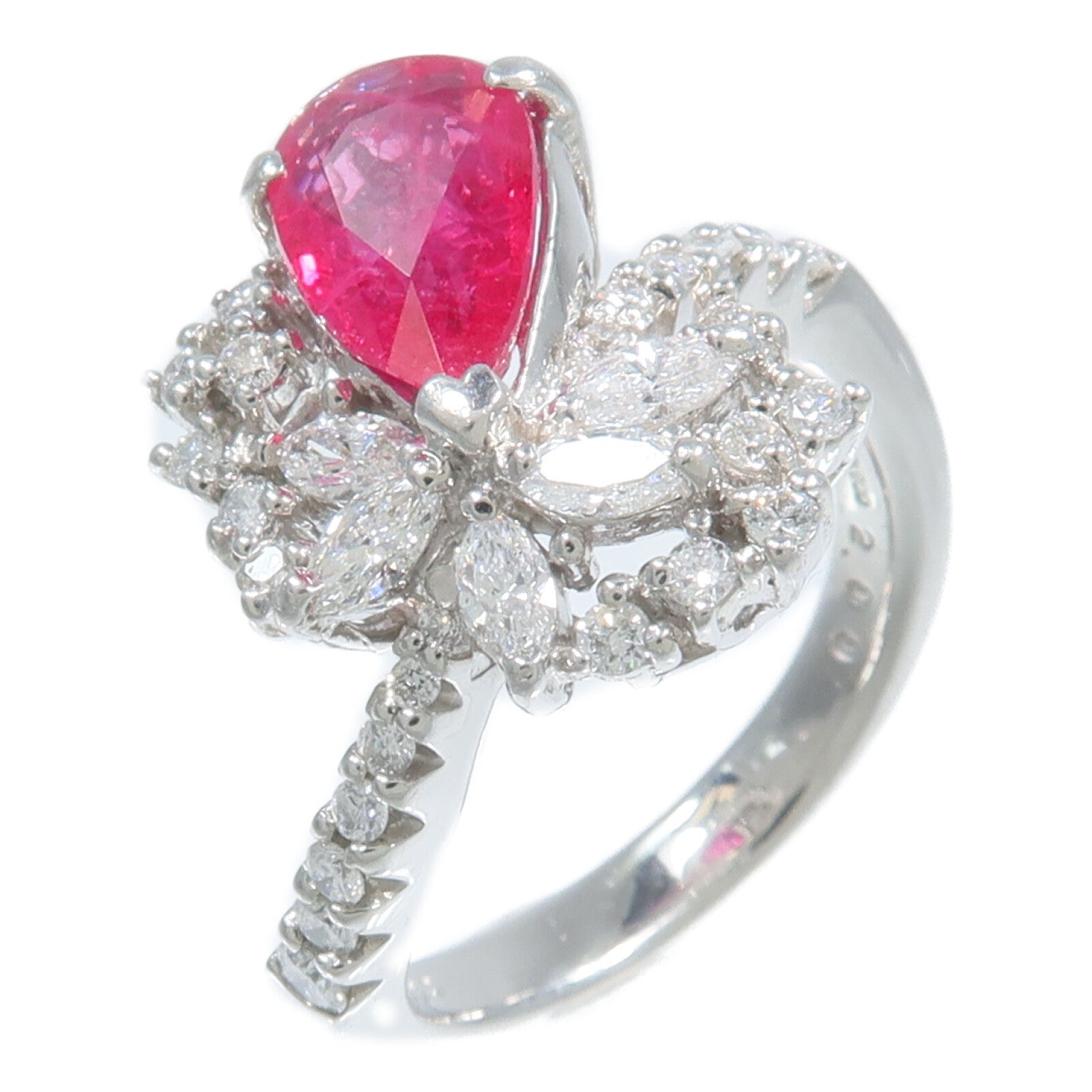 JEWELRY PT900鉑金Ruby Diamond Ring紅寶石/鑽石戒指