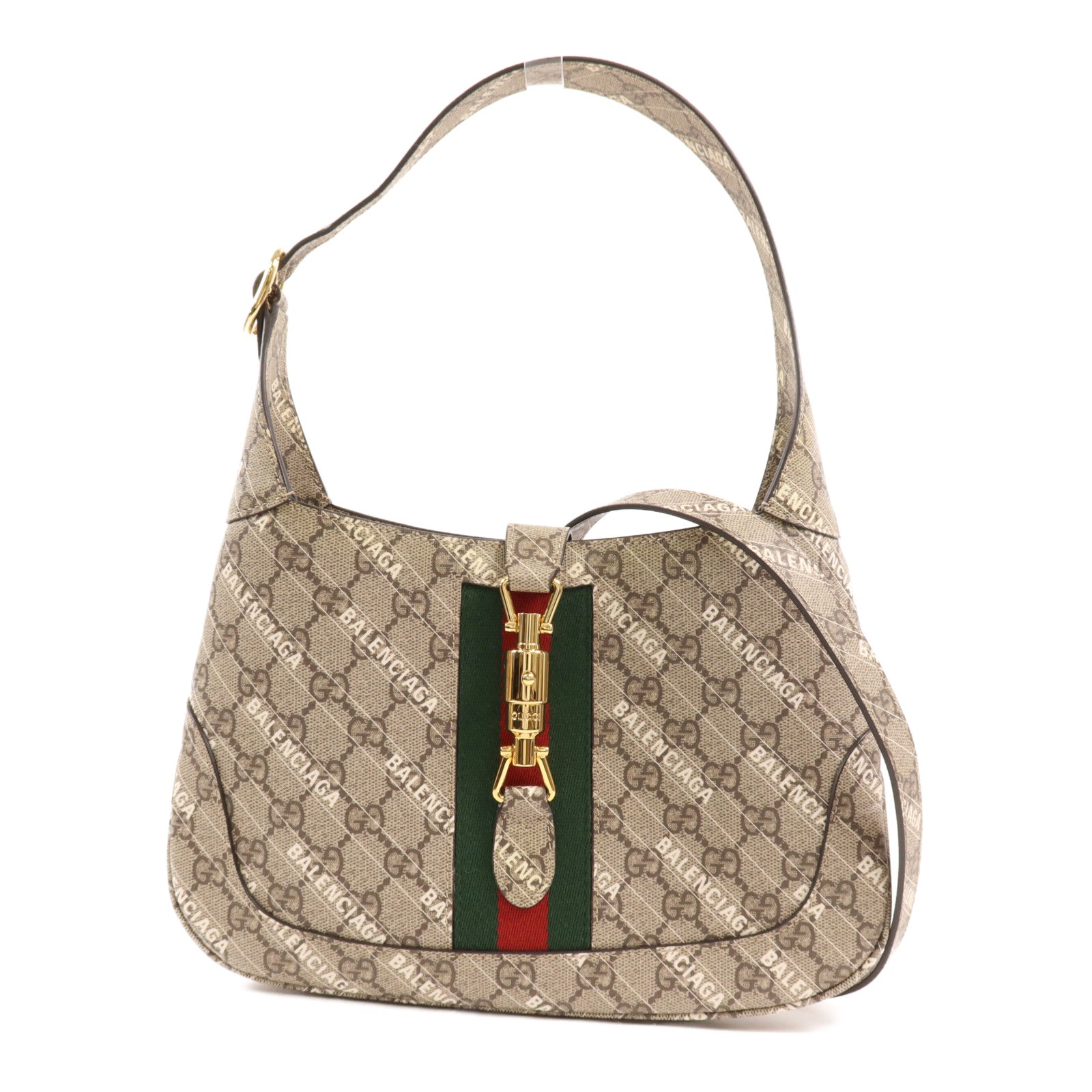 GUCCI 【激減優惠】塗層帆布Gucci x Balenciaga Jackie 1961金扣手挽肩背兩用袋