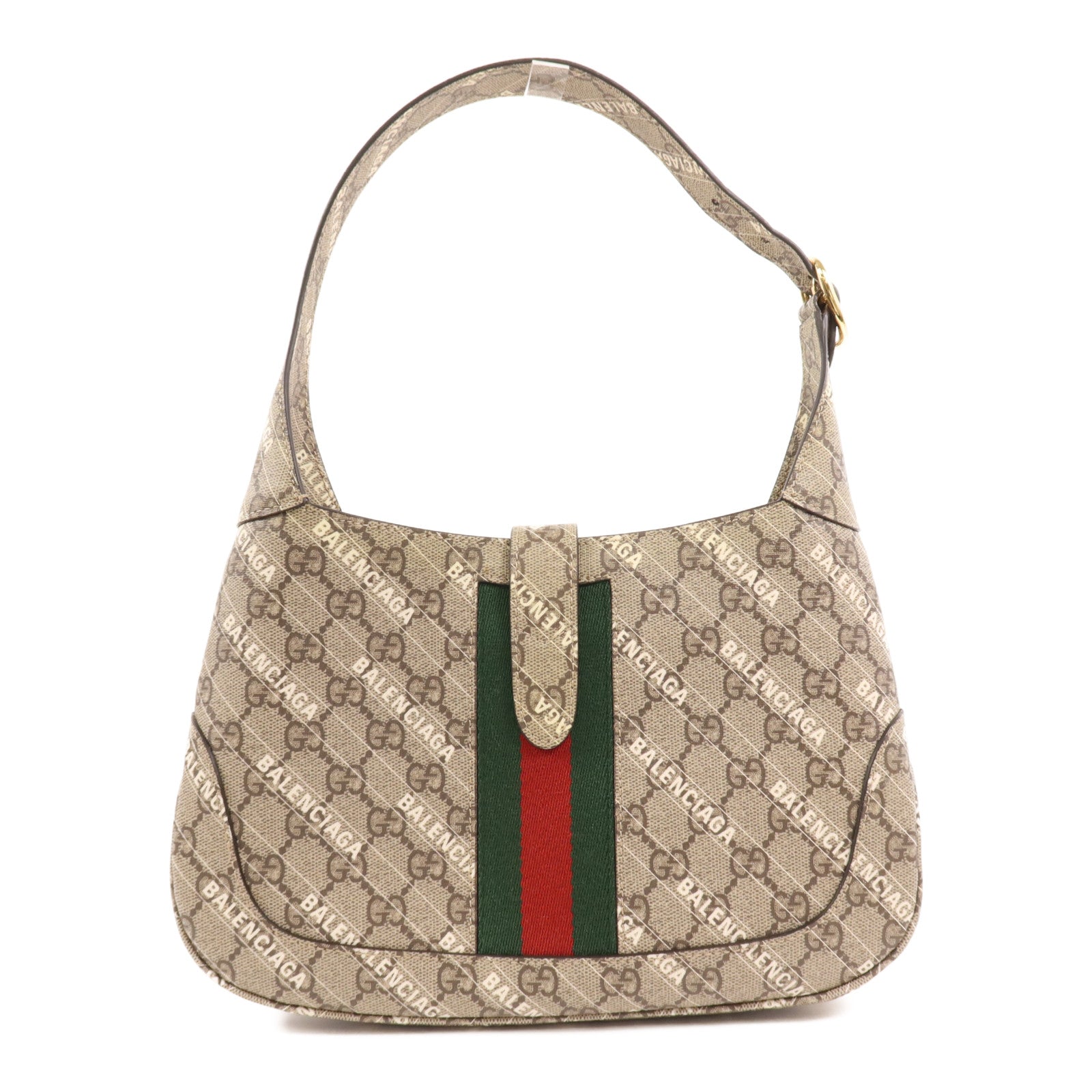 GUCCI 塗層帆布Gucci x Balenciaga Jackie 1961金扣手挽肩背兩用袋