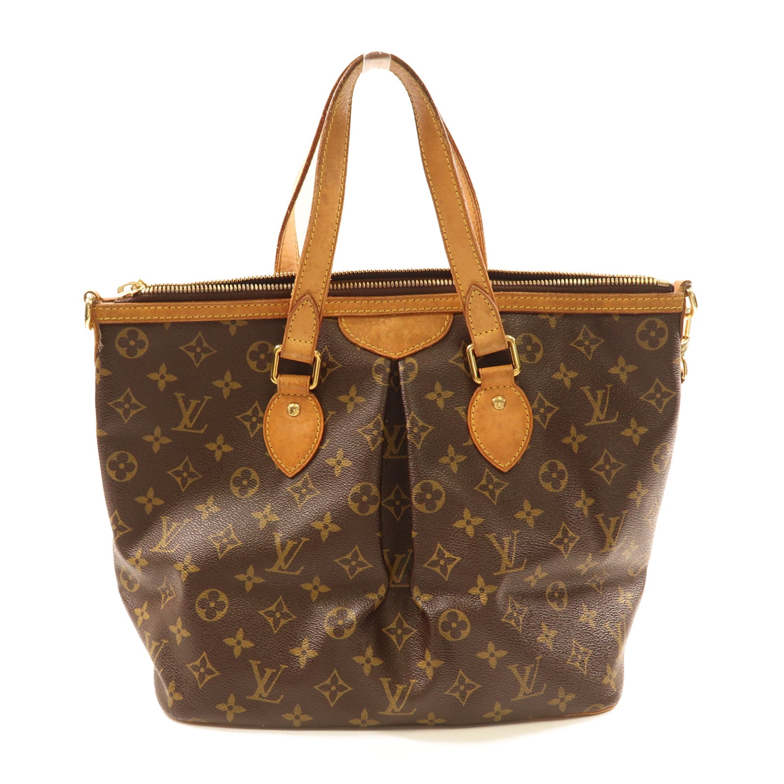 LOUIS VUITTON Monogram Palermo PM金扣手挽肩背兩用袋棕色