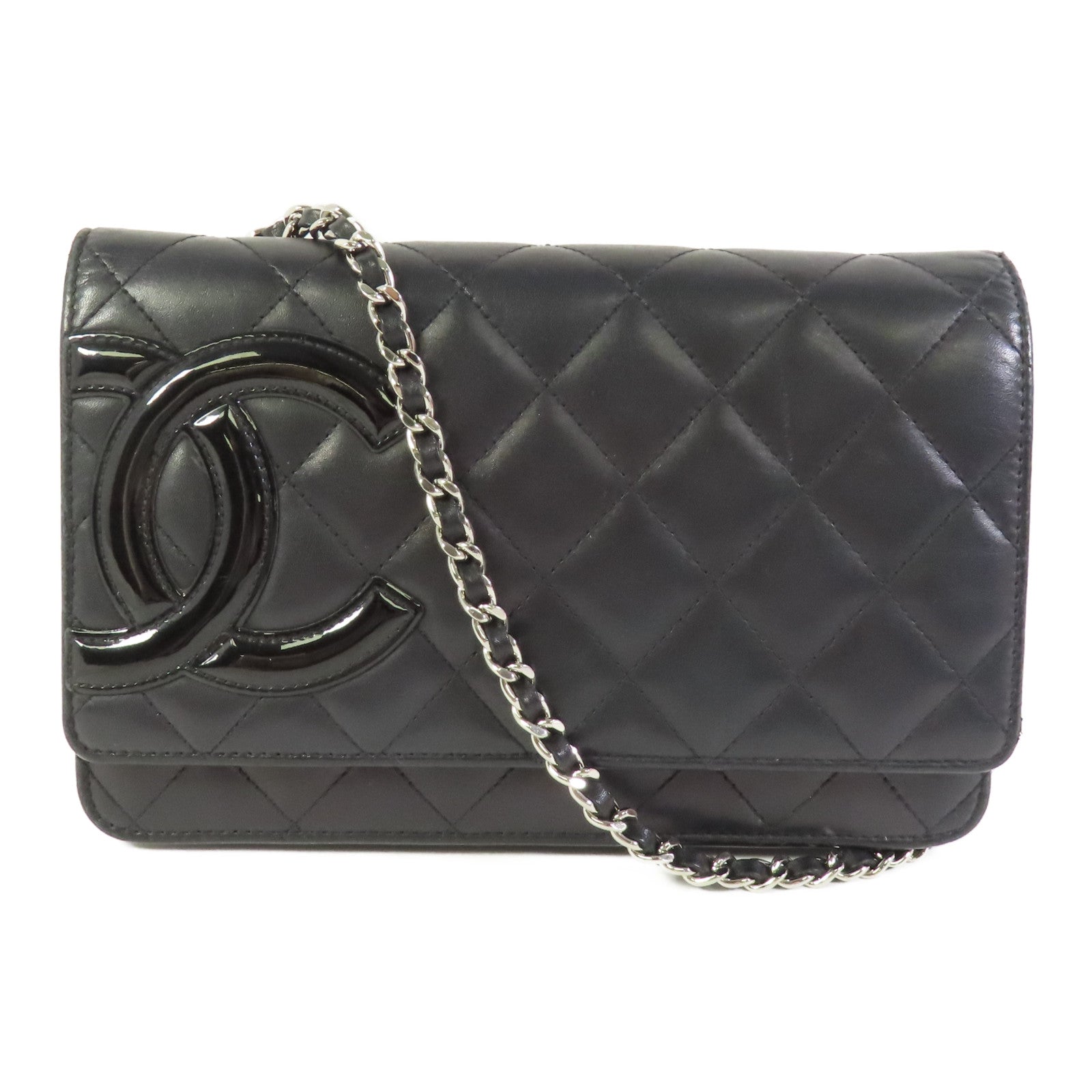 CHANEL 【激減優惠】牛皮皮革WOC Wallet On Chain銀扣鏈帶肩背袋