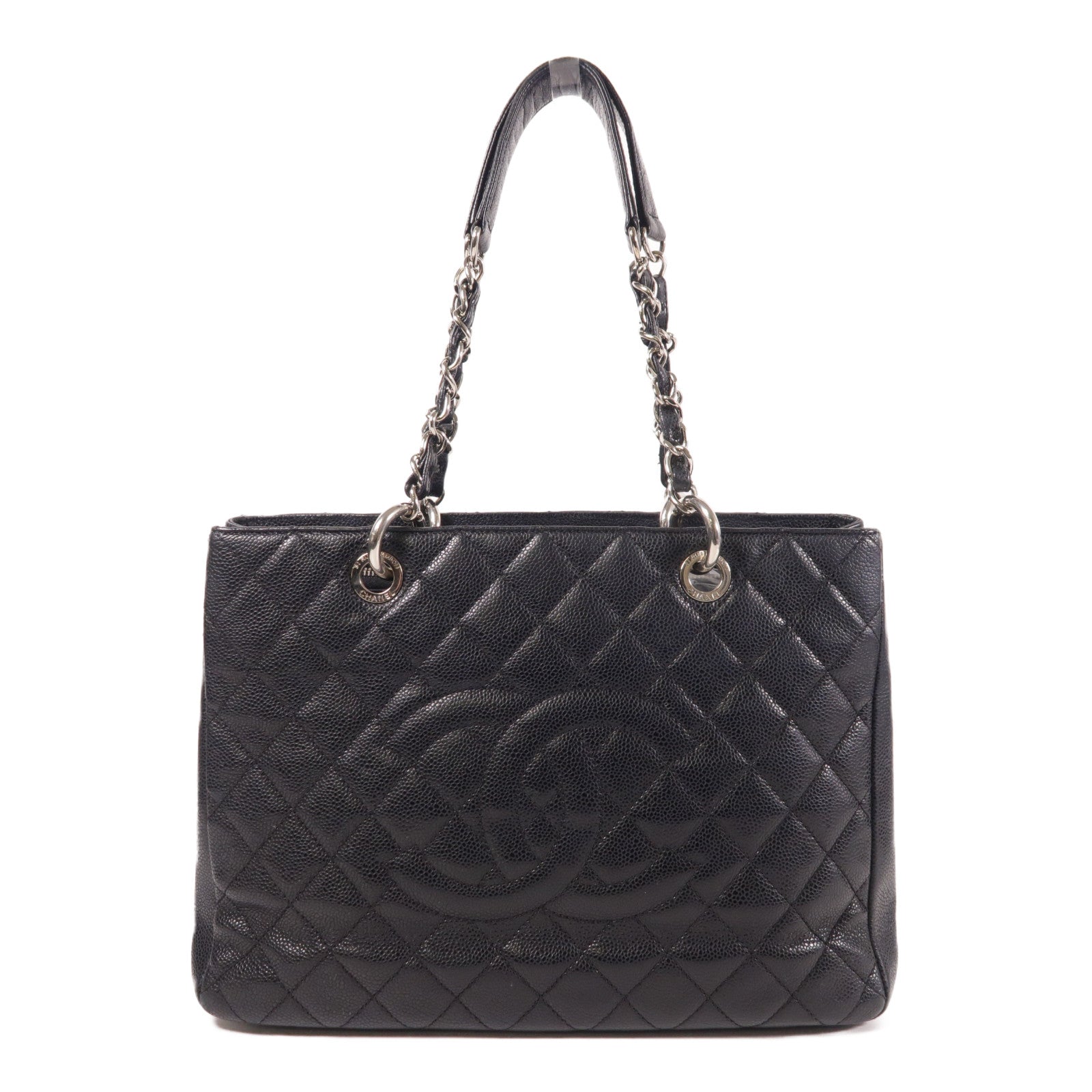 CHANEL 牛皮皮革GST銀扣鏈帶肩背袋