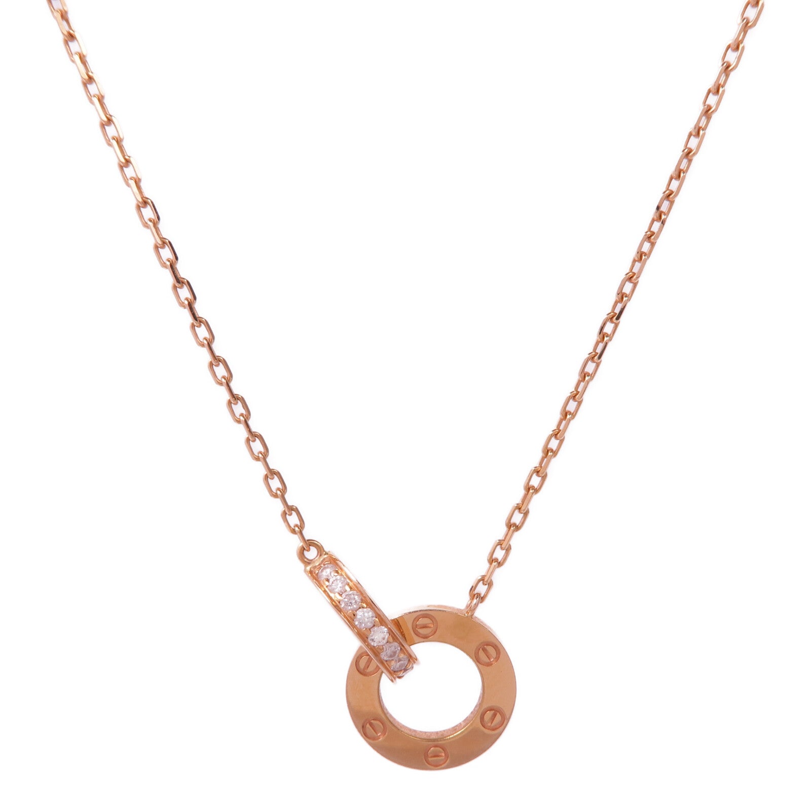 CARTIER 18K玫瑰金Love Pendant Necklace鑽石項鍊