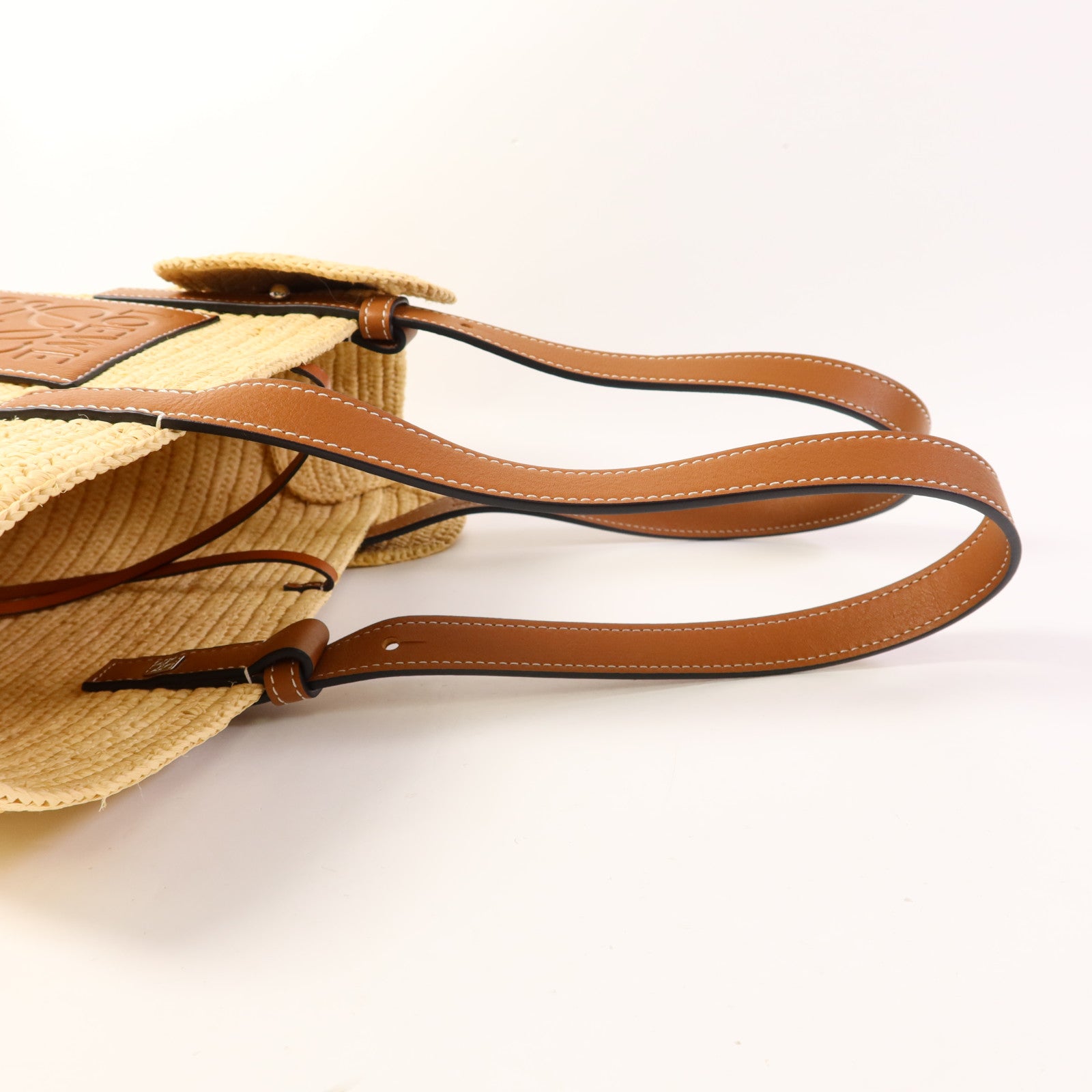 LOEWE 酒椰/牛皮皮革Small Elephant Basket Bag銀扣肩背袋/手挽袋