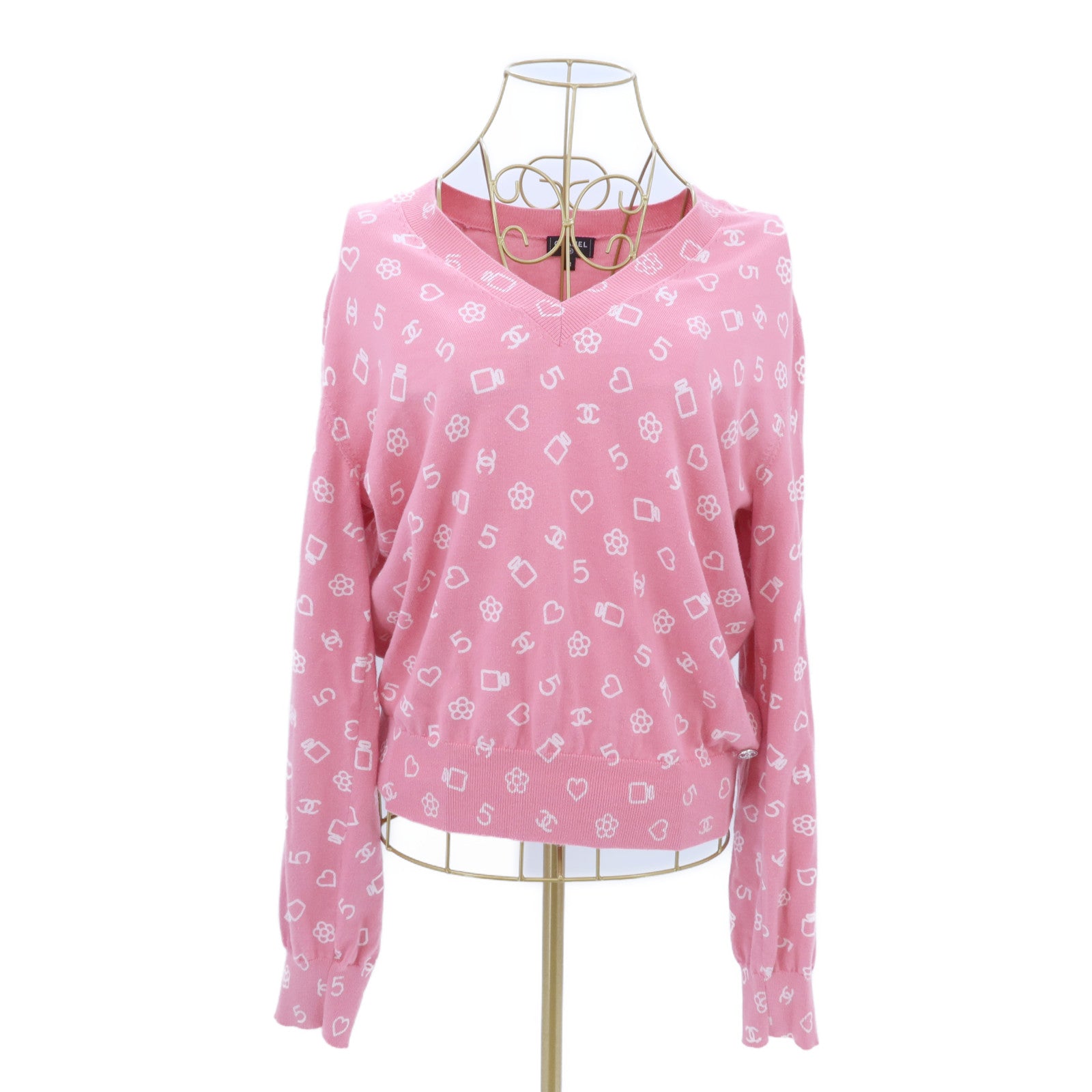 CHANEL Cashmere/Silk Look 38 Knitted Top針織