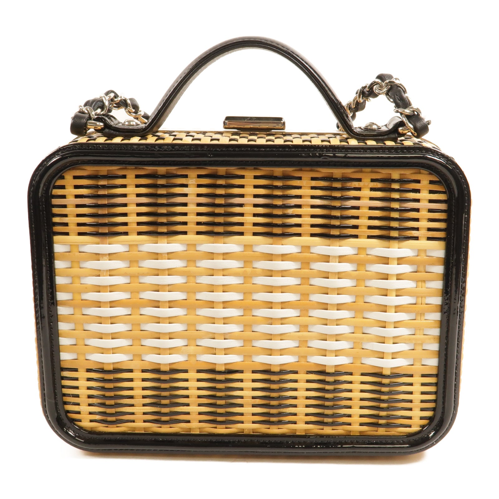 CHANEL 藤料CC Filigree Vanity Case Medium鏈帶手挽肩背兩用袋