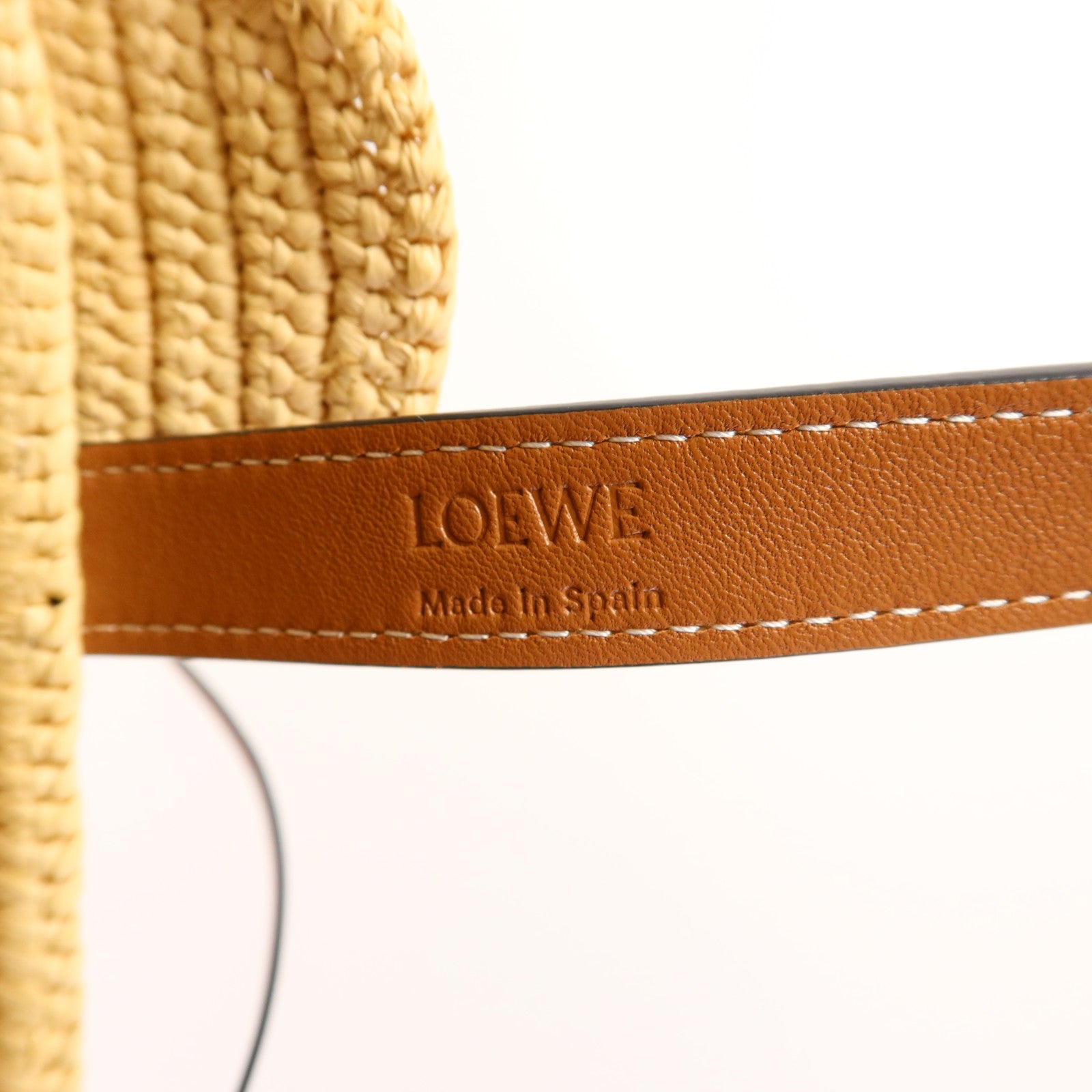 LOEWE 酒椰/牛皮皮革Small Elephant Basket Bag銀扣肩背袋/手挽袋