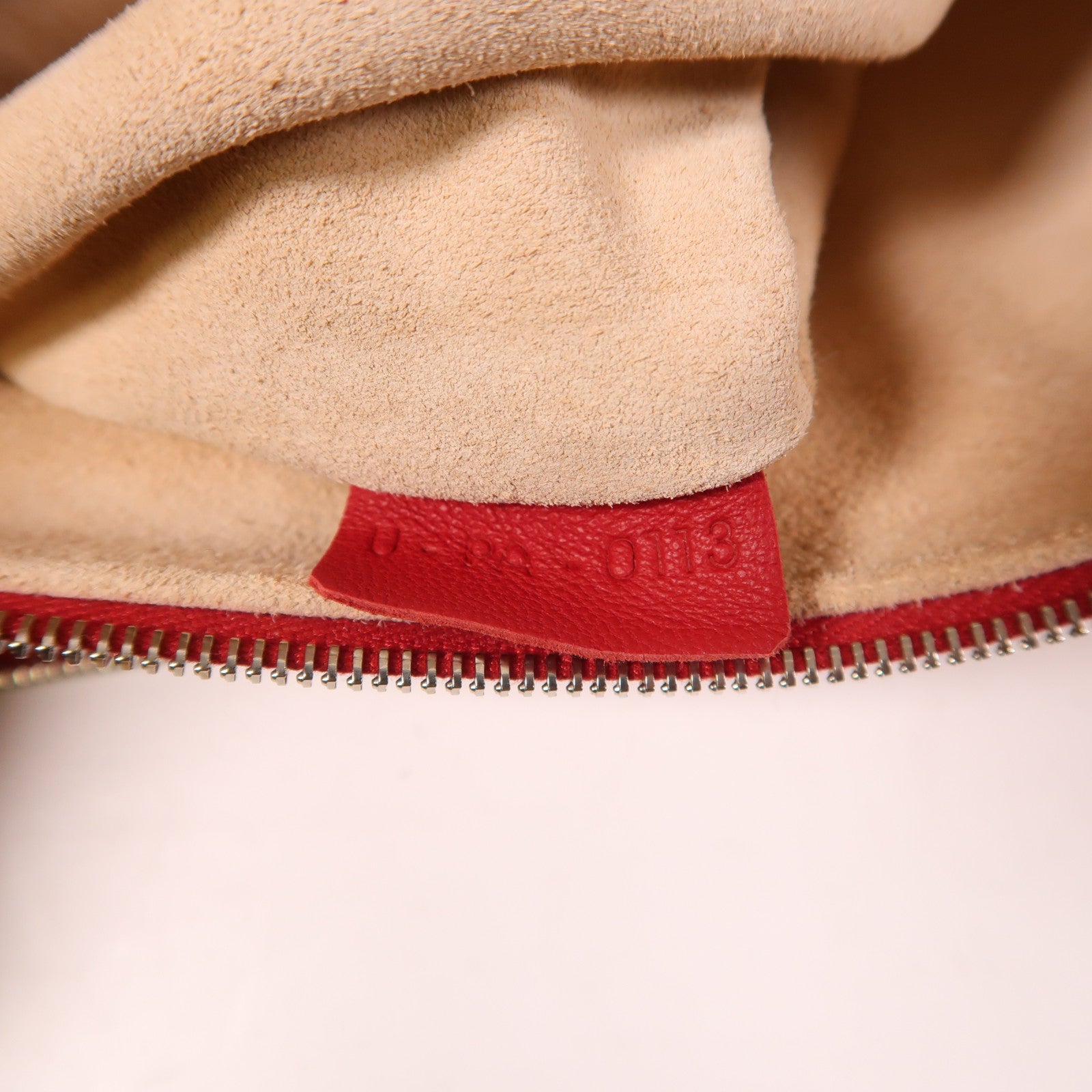 CELINE Clutch Bag Pouch Lambskin Leather Red