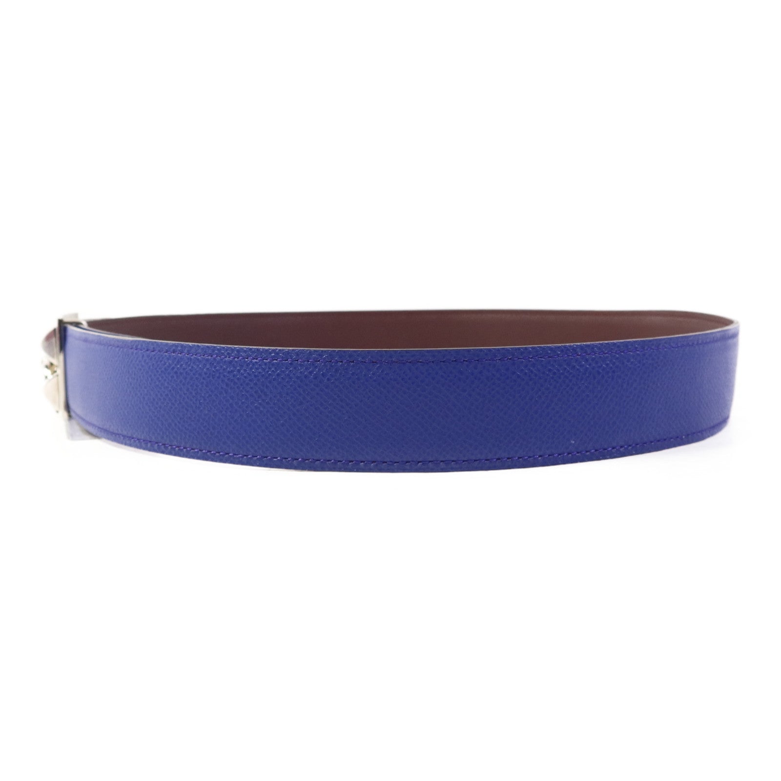 HERMES 【激減優惠】Epsom皮革Collier de Chein Belt銀扣皮帶