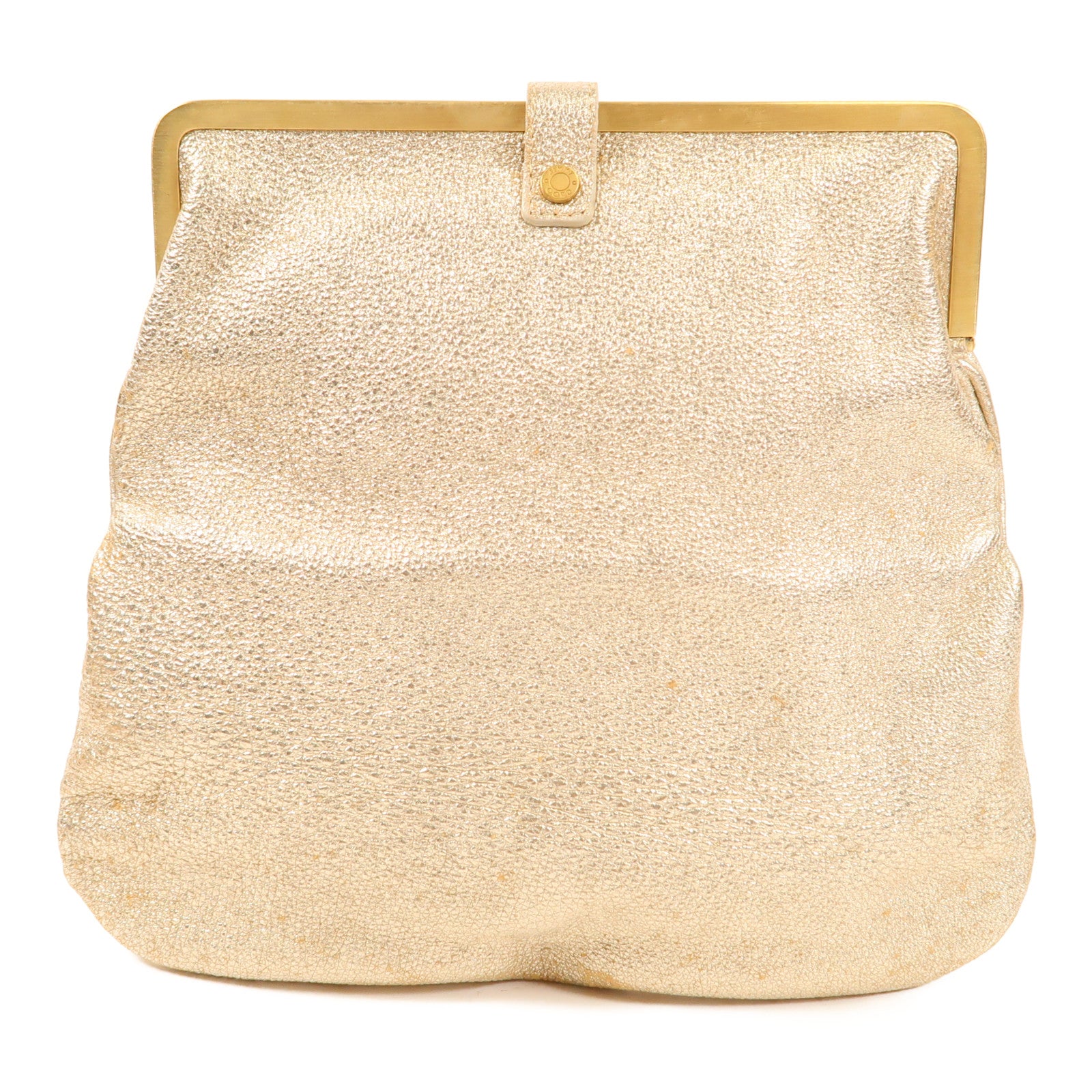 JIMMY CHOO GHW Hand Bag Clutch Leather Gold