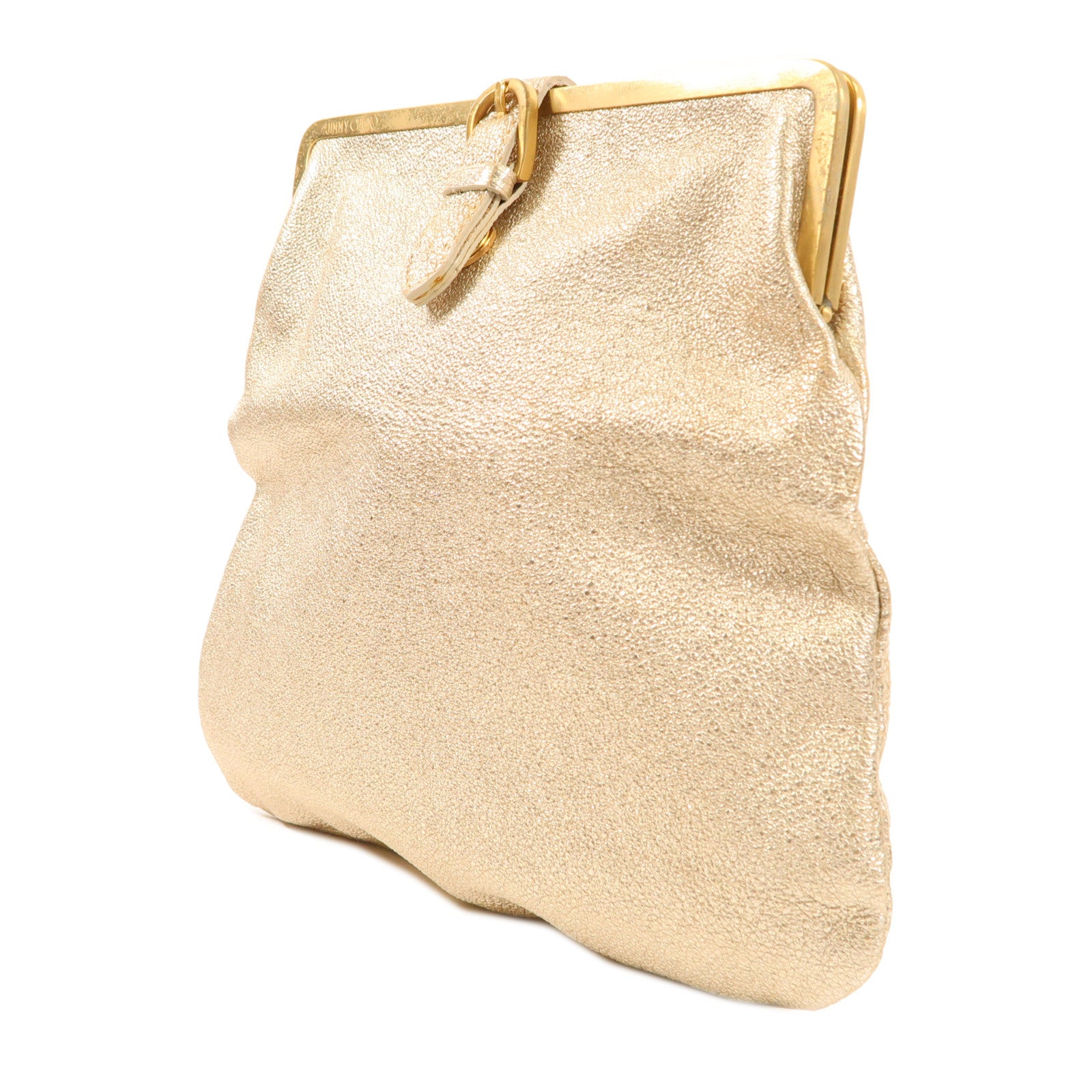 JIMMY CHOO GHW Hand Bag Clutch Leather Gold