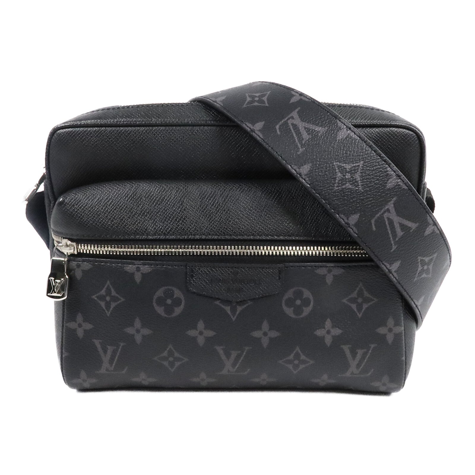 LOUIS VUITTON Monogram Eclipse/Taiga Outdoor Messenger銀扣肩背袋
